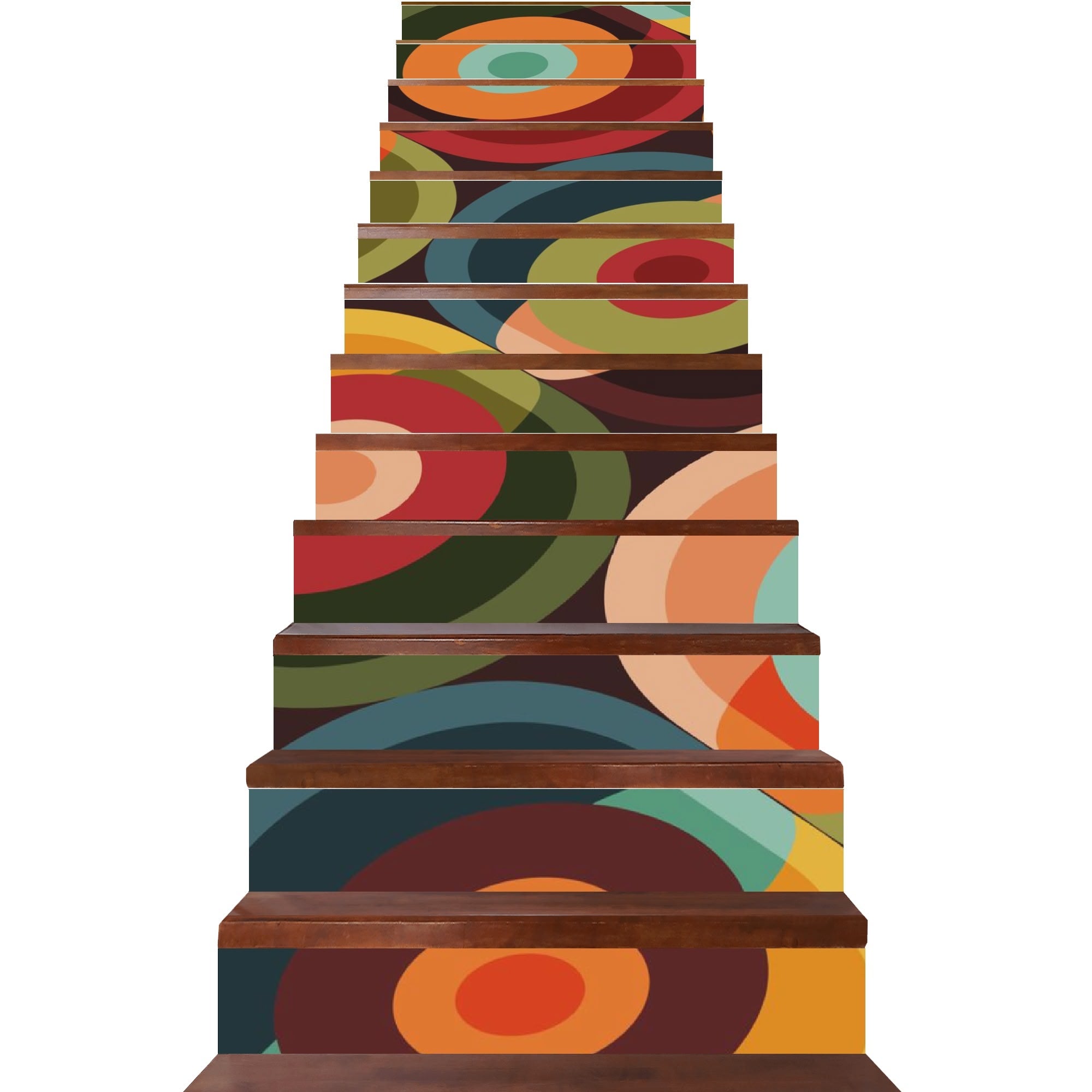 Kate McEnroe New York 50s Psychedelic Orbs Stair Risers 13pc, Mid Century Modern Retro Geometric DecalsStair RisersWJ24PQRW - 1