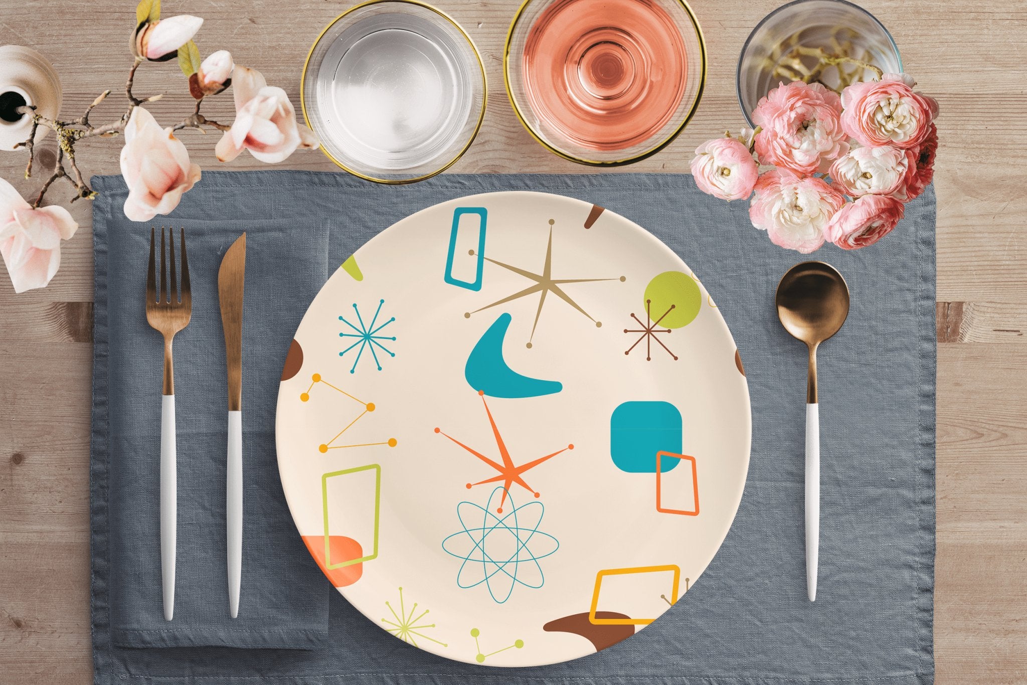 Kate McEnroe New York 50s Retro Mid Mod Geometric Dinner PlatesPlatesP20 - MID - GEO - 61S