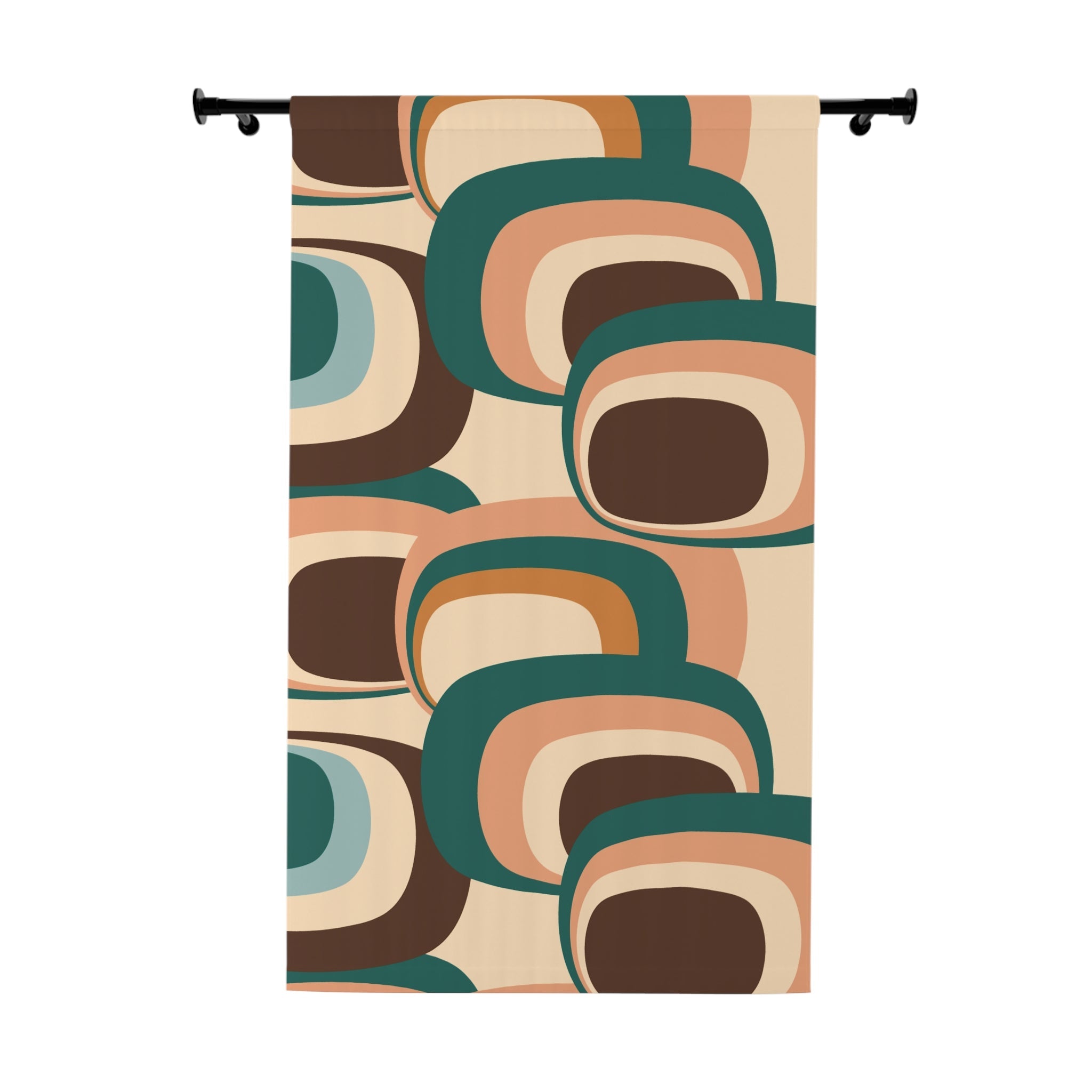 Kate McEnroe New York 60s, 70s Mid Century Modern Retro Geometric Window Curtains, Green, Blue, Brown, Beige MCM Curtain Panels, Living Room, Bedroom Drapes GiftsWindow Curtains42429308544777288697