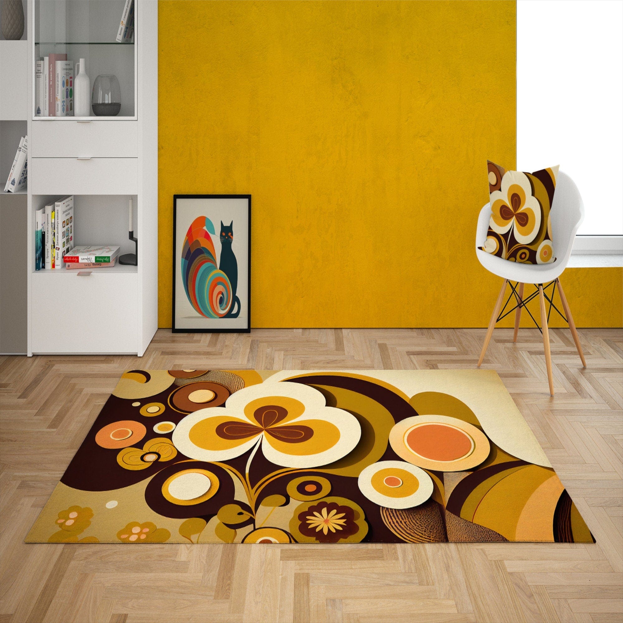 Kate McEnroe New York 60s MCM Geometric Retro Area Rug, 70s Groovy, Hippie Bold Abstract Accent Rug, Mid Century Modern Living Room, Bedroom Carpet - 123681223Rugs17918910641564427415