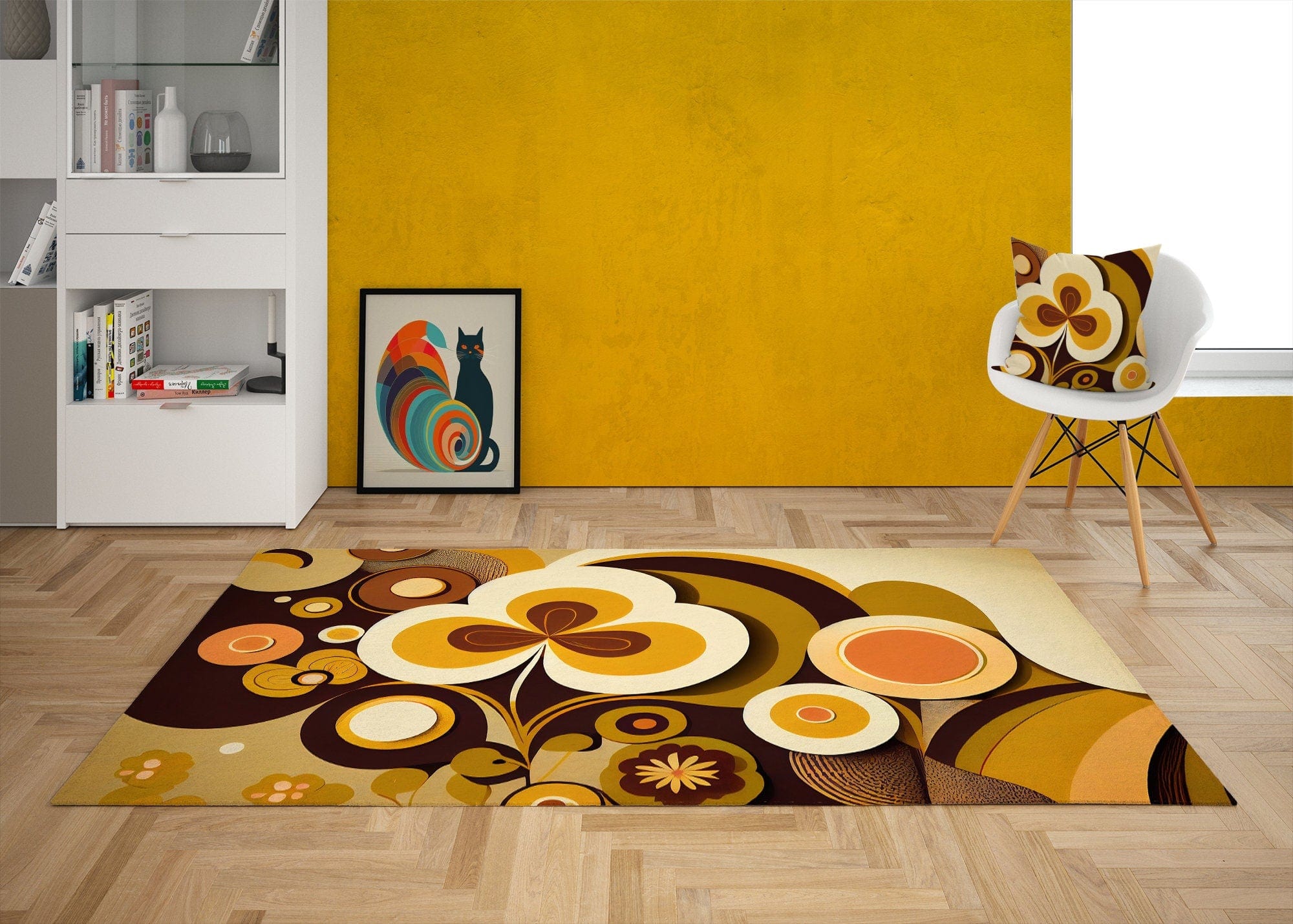 Kate McEnroe New York 60s MCM Geometric Retro Area Rug, 70s Groovy, Hippie Bold Abstract Accent Rug, Mid Century Modern Living Room, Bedroom Carpet - 123681223Rugs17918910641564427415