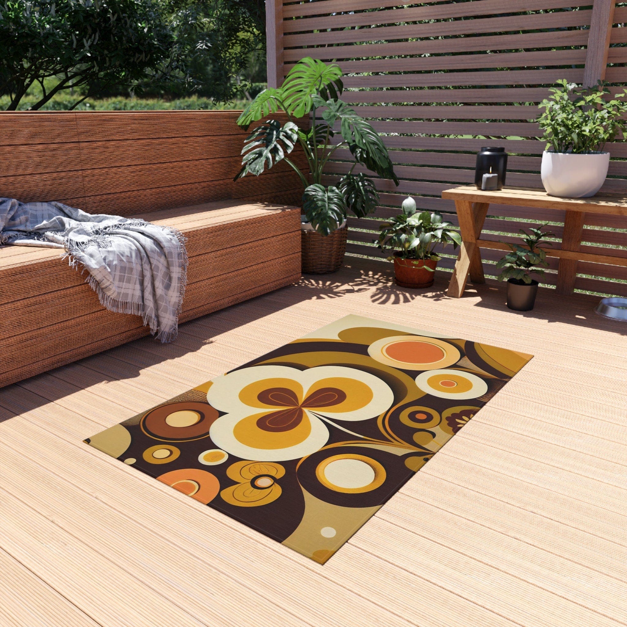 Kate McEnroe New York 60s MCM Retro Indoor - Outdoor Rug, 70s Groovy, Hippie Abstract Patio Rug, Mid Century Modern Living Room, Bedroom Porch Carpet - 123981223Rugs30598061485563124668