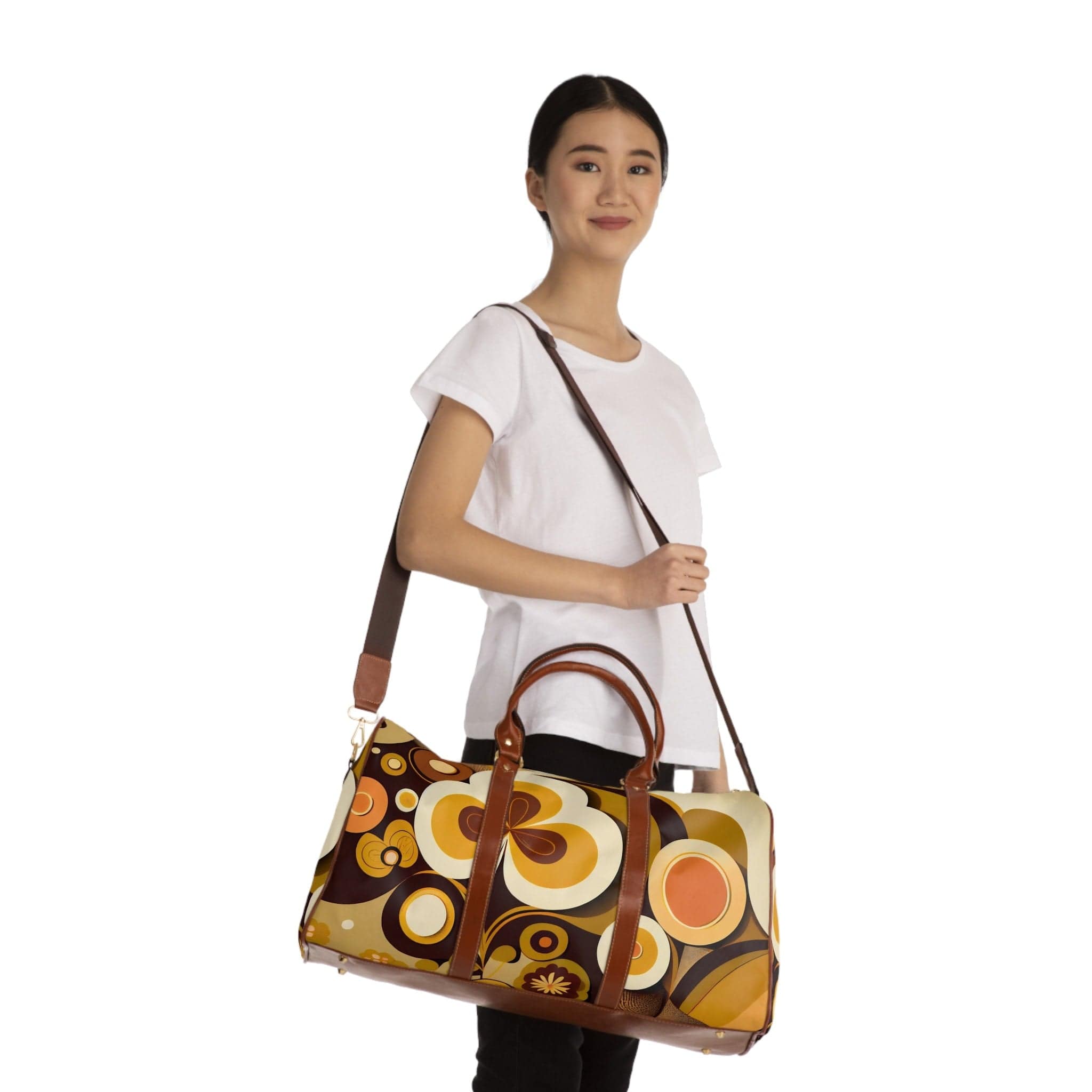 Kate McEnroe New York 60s Mid Mod Geometric Retro Travel Bag, MCM 70s Groovy, Hippie Bold Abstract Duffel Bag, Mid Century Modern Carry on Bag - 123481223Duffel Bags30499778719530606373