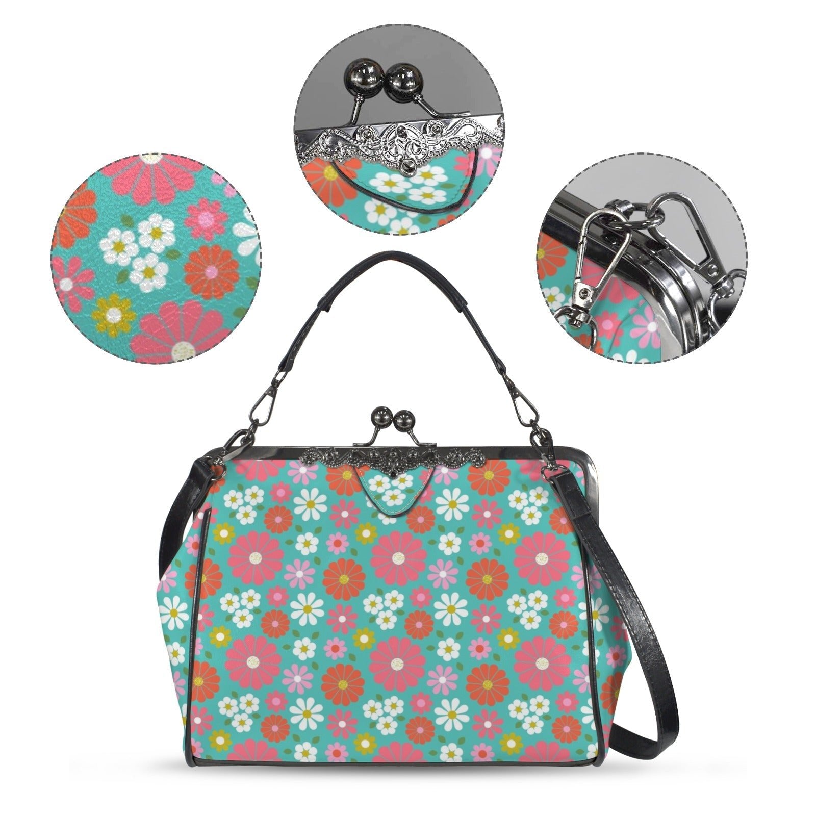 Kate McEnroe New York 60s Mod Daisy Flower Power Kisslock HandbagCrossbody BagsD3275447