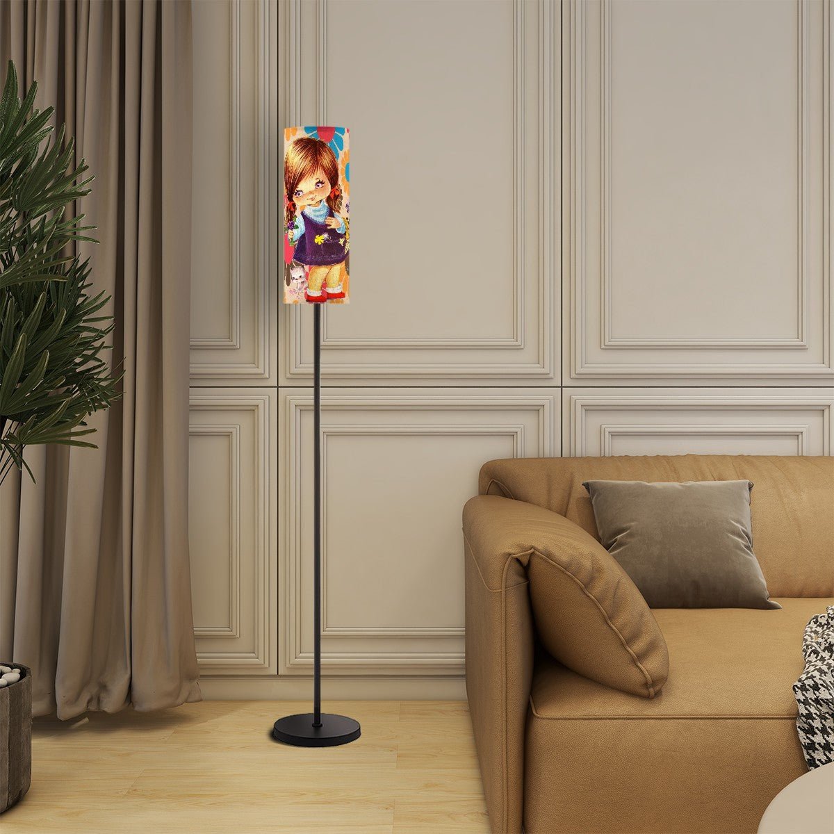 Kate McEnroe New York 70s Big Eyed Girl Floor Lamp, Retro Vintage Flower Power Daisy Design, Groovy Hippie Accent LightFloor Lampsxxg0xIu9d2
