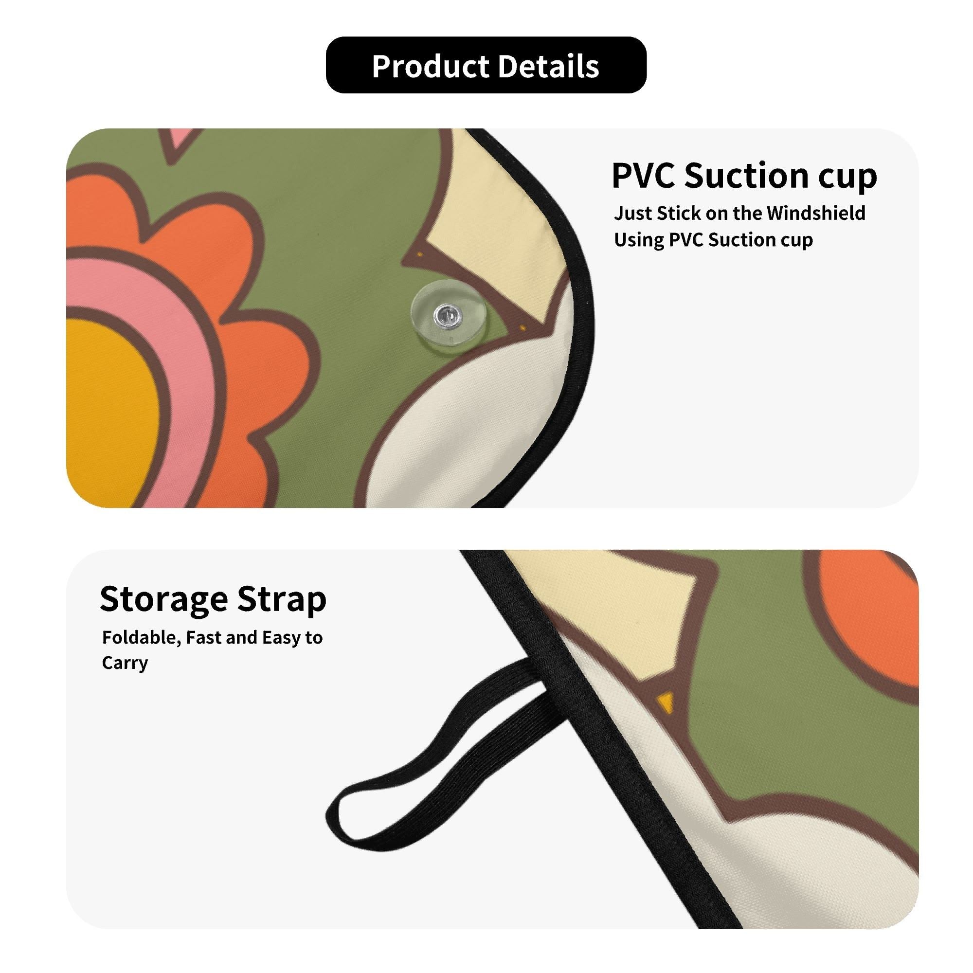 Kate McEnroe New York 70s Groovy Floral Car Sunshade, Retro Hippie Flower Power Windshield CoverCar SunshadeYP6GZ3GN - 1