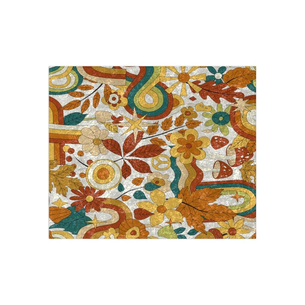 Kate McEnroe New York 70s Groovy Hippie Retro Floral Crushed Velvet BlanketBlankets40985350223587268806