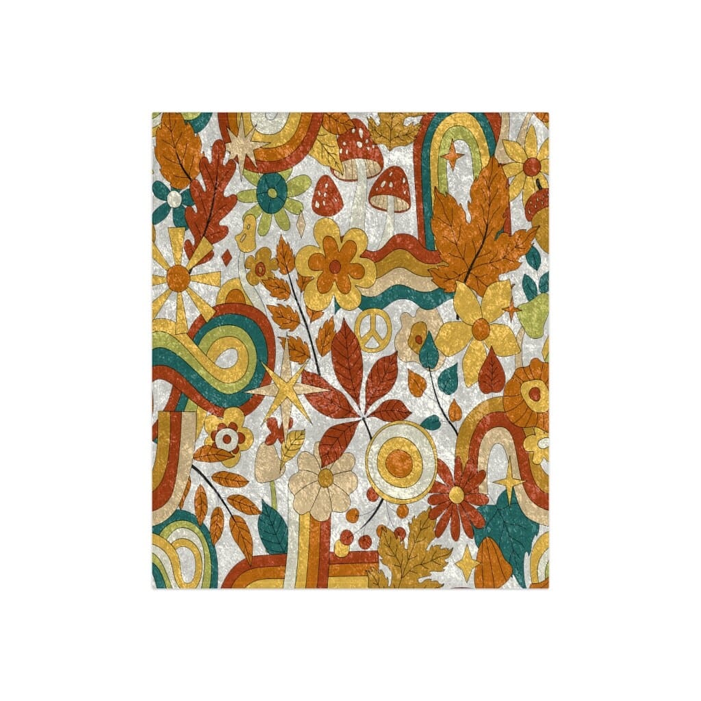 Kate McEnroe New York 70s Groovy Hippie Retro Floral Crushed Velvet BlanketBlankets40985350223587268806