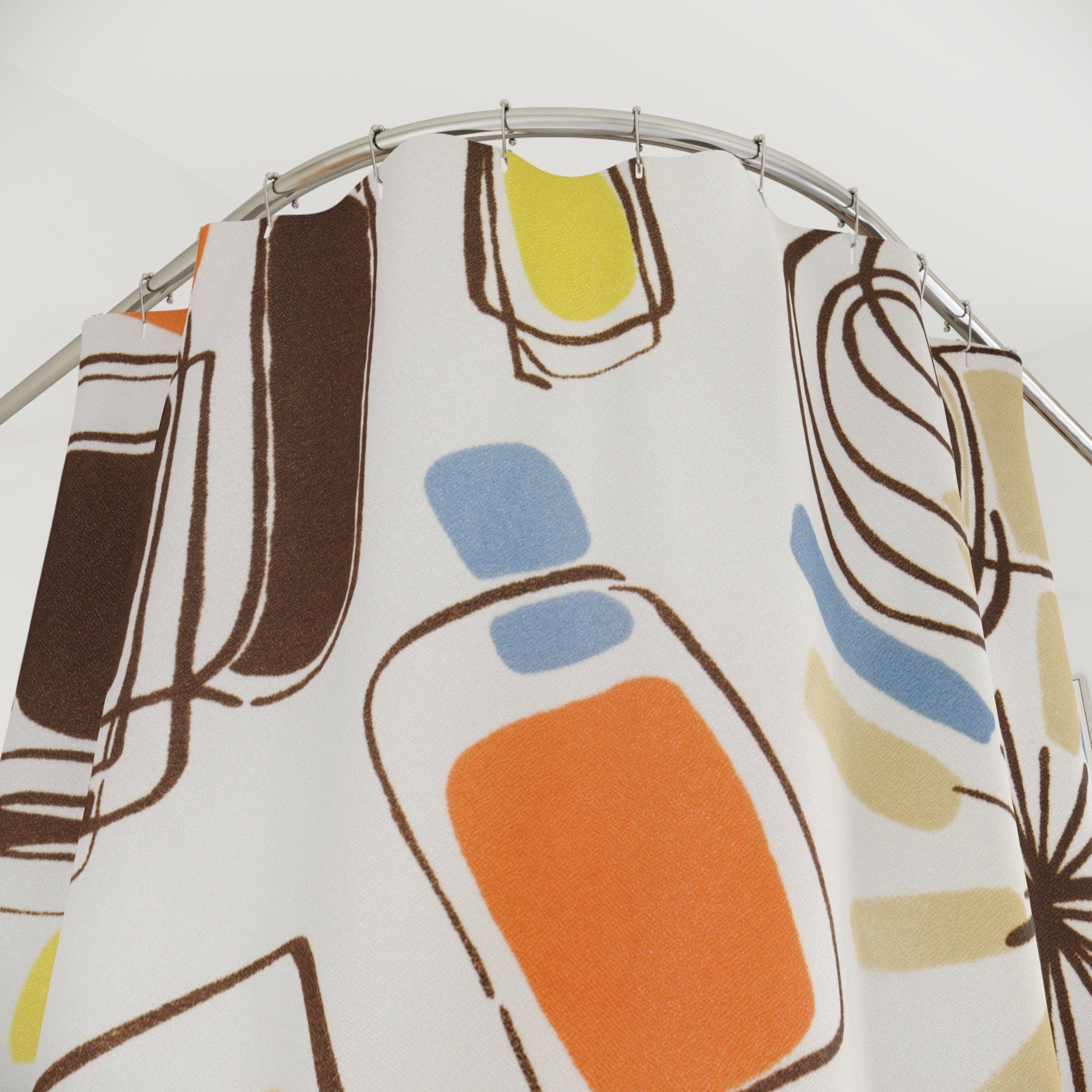 Kate McEnroe New York 70S Groovy Hippie Retro Geometric Shower Curtain, Mid Century Modern Bath DecorShower CurtainsS40 - COL - GEO - 7X9