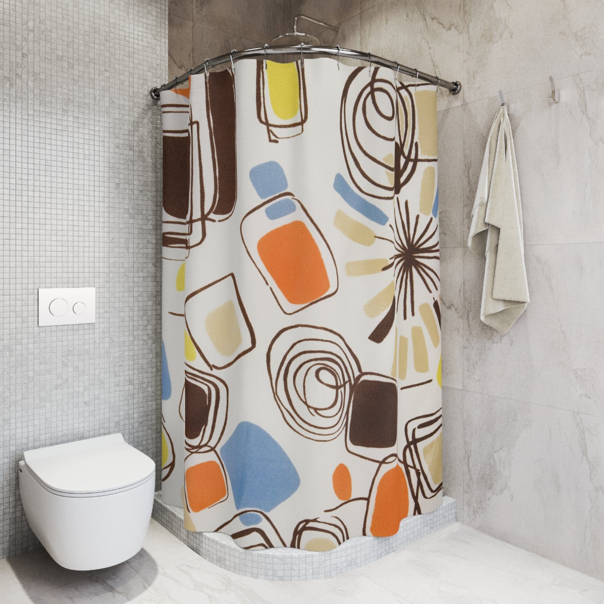 Kate McEnroe New York 70S Groovy Hippie Retro Geometric Shower Curtain, Mid Century Modern Bath DecorShower CurtainsS40 - COL - GEO - 7X9
