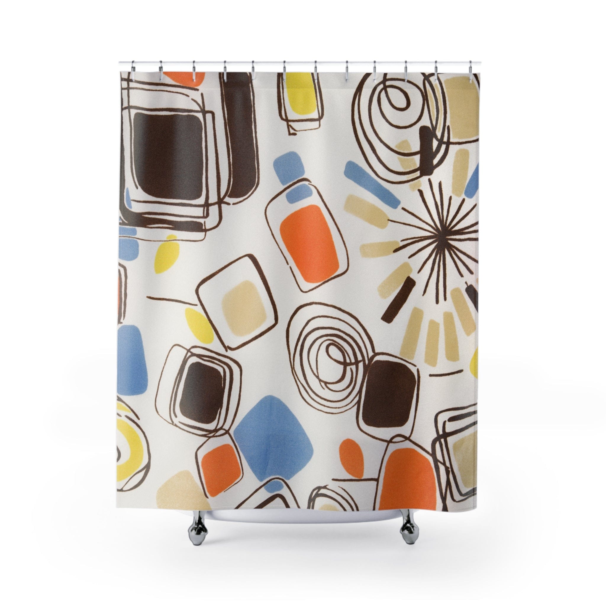 Kate McEnroe New York 70S Groovy Hippie Retro Geometric Shower Curtain, Mid Century Modern Bath DecorShower CurtainsS40 - COL - GEO - 7X9
