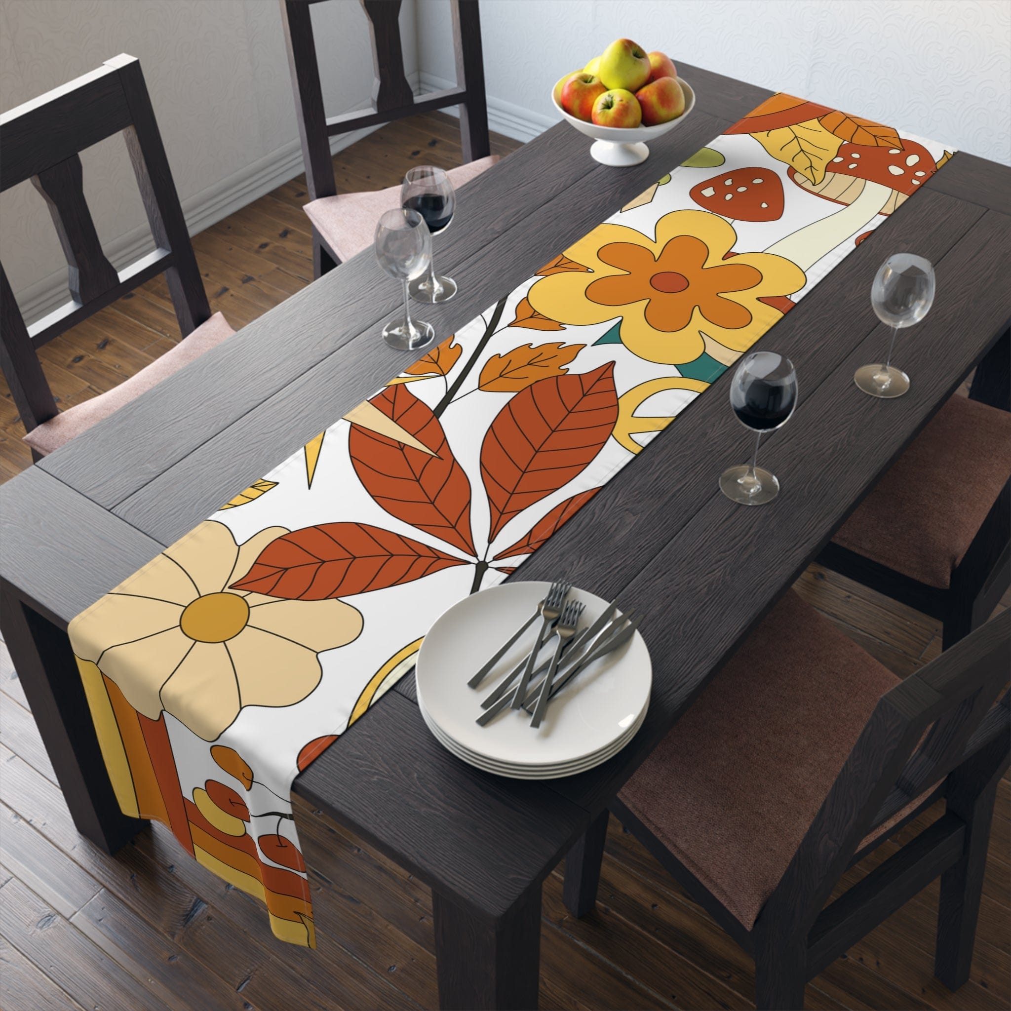 Kate McEnroe New York 70s Mid Mod Groovy Hippie Floral Cotton Twill Table RunnersTable RunnersTableRunner - CottonTwill - 16x90 - 20220809190611664