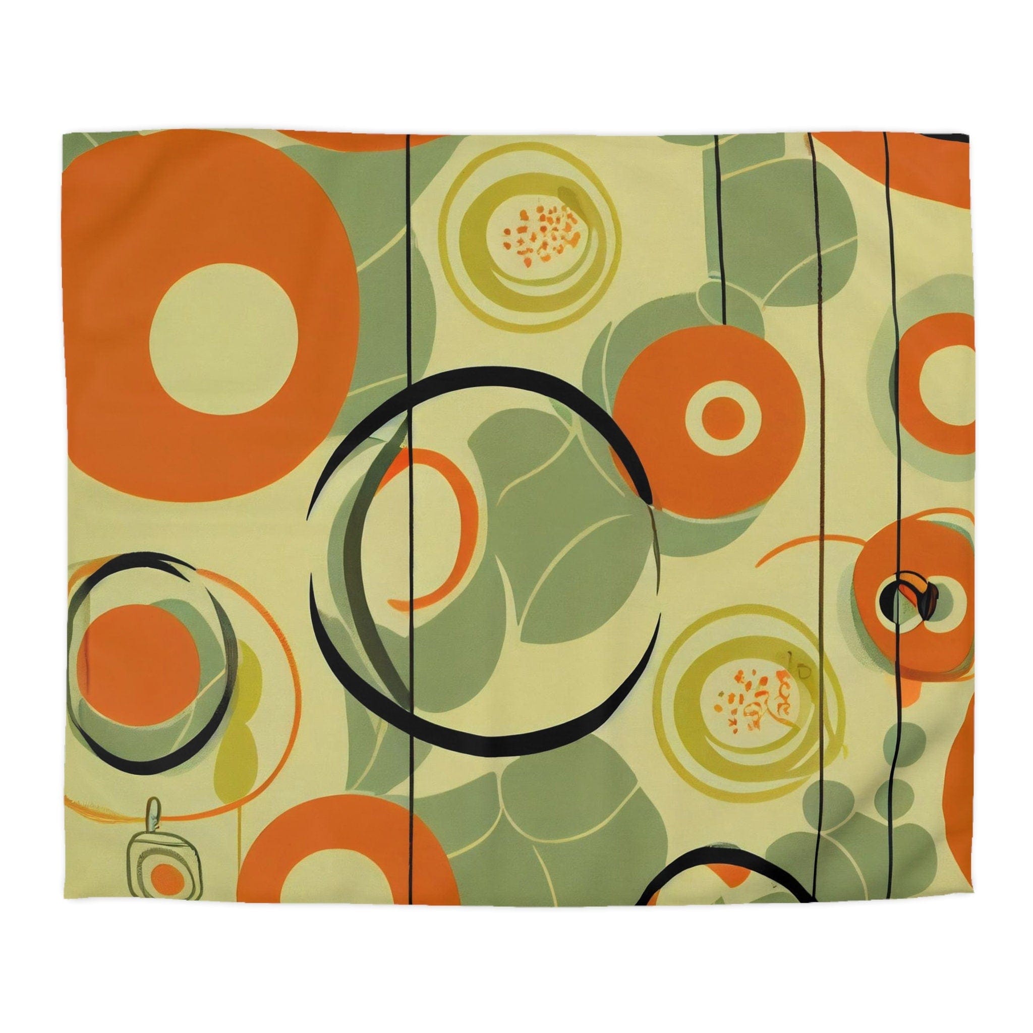 Kate McEnroe New York 70s Mod Abstract Geometric Duvet Cover, Burnt Orange and Green Mid Century Style, Queen, King, Twin, Twin XL Bedding - KM13829923Duvet Covers30652507126637710229