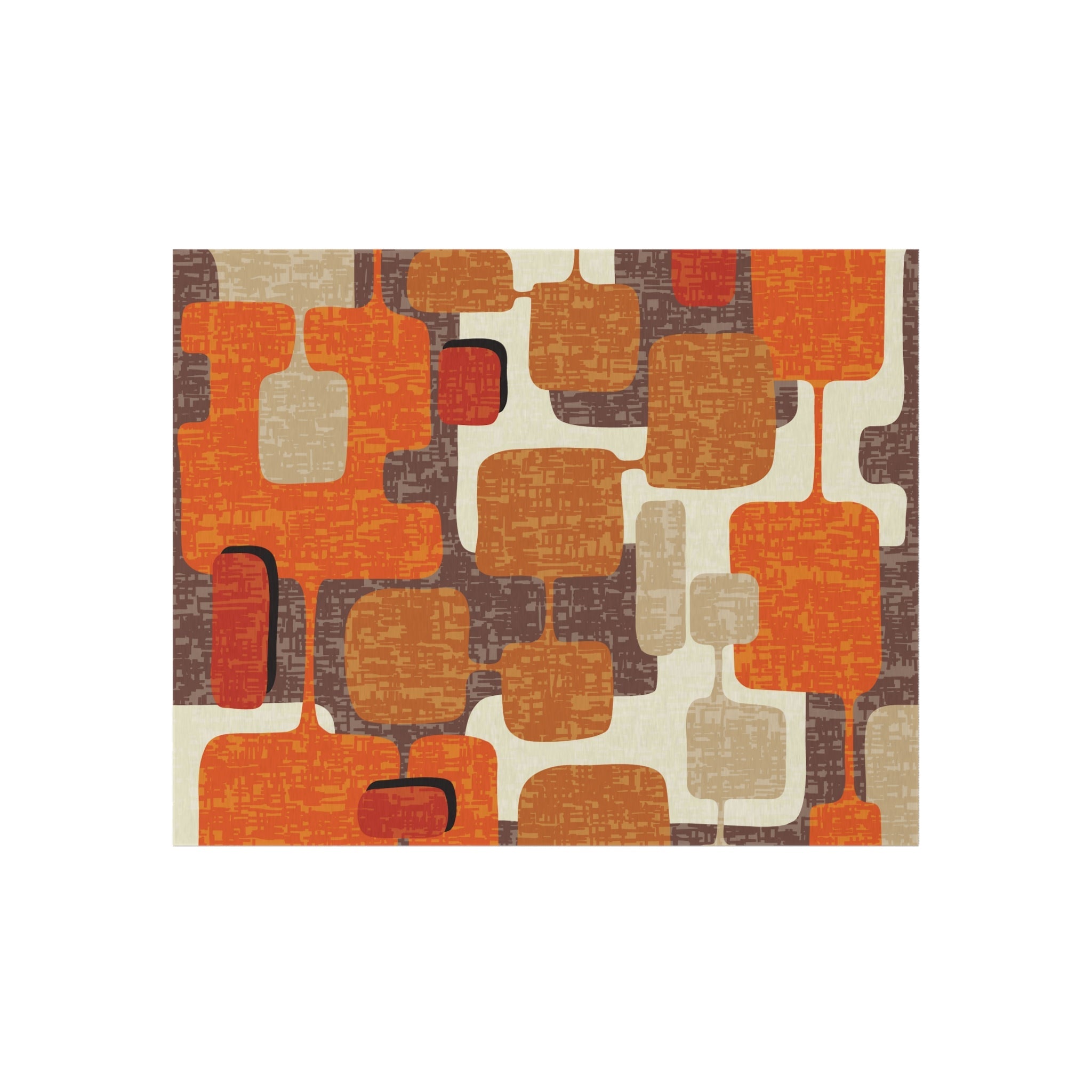 Kate McEnroe New York 70s Retro Burnt Orange, Earthy Brown and Cream Geometric Mid Century Modern Indoor/Outdoor Patio & Porch Area RugRugs25669008431023338232