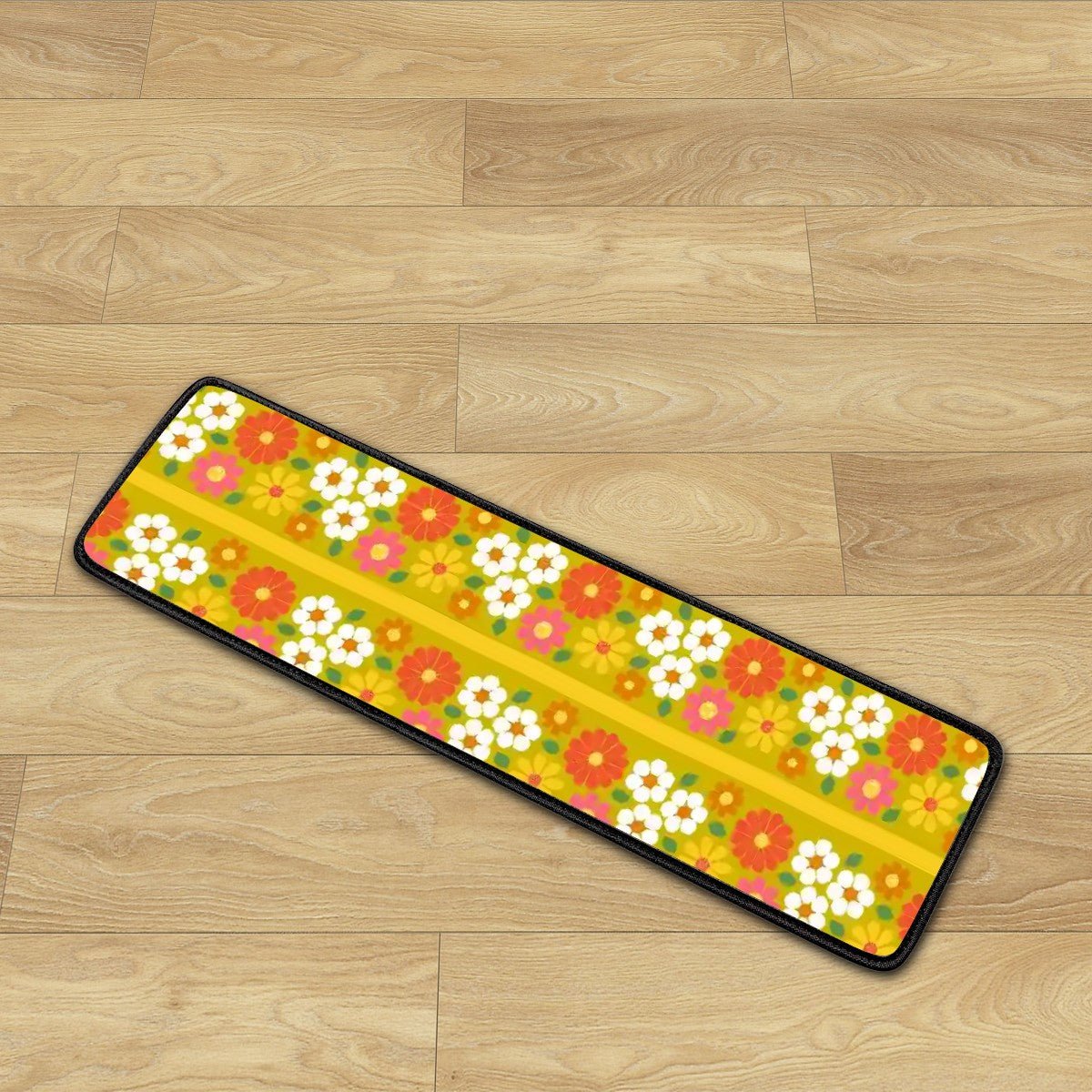 Kate McEnroe New York 70s Retro Floral Stair Treads, Mid Century Modern Daisy Non - Slip Carpet Strips, Vintage Groovy Flower Step CoversStair TreadsfyEGSkOsFT