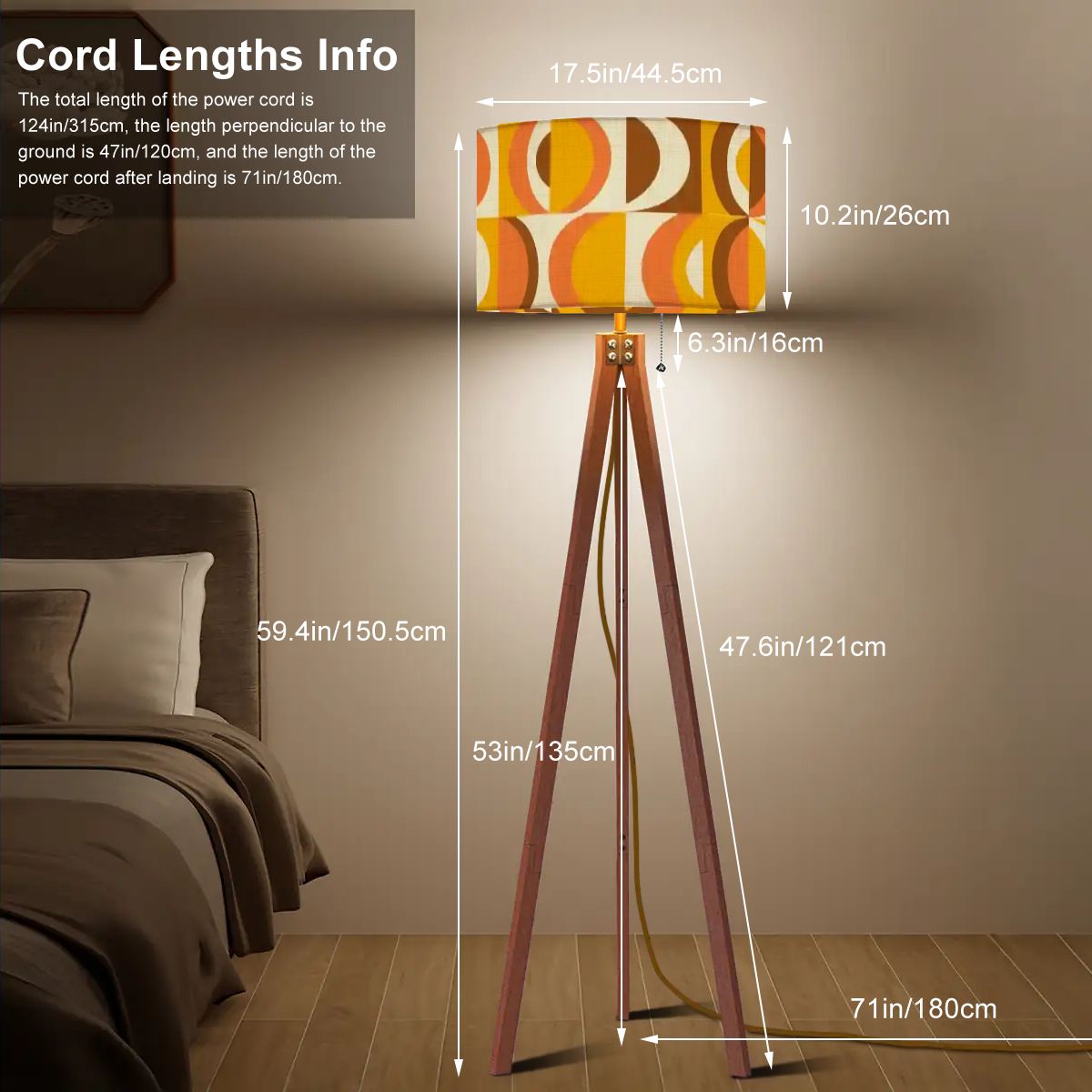 Kate McEnroe New York 70s Retro Geometric Tripod Floor Lamp Mid Century Modern LightingTripod Floor Lamps2E7FYDmomG