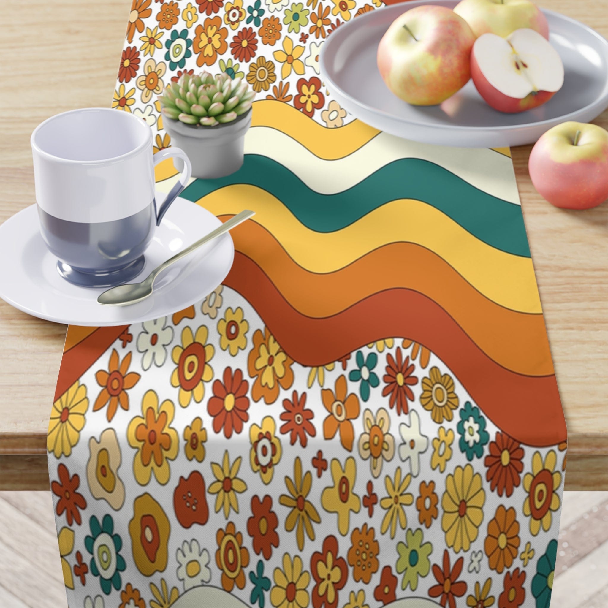 Kate McEnroe New York 70s Retro Groovy Hippie Mid Mod Daisy Cotton Twill Table RunnerTable RunnersTableRunner - CottonTwill - 16x72 - 20220809183422438