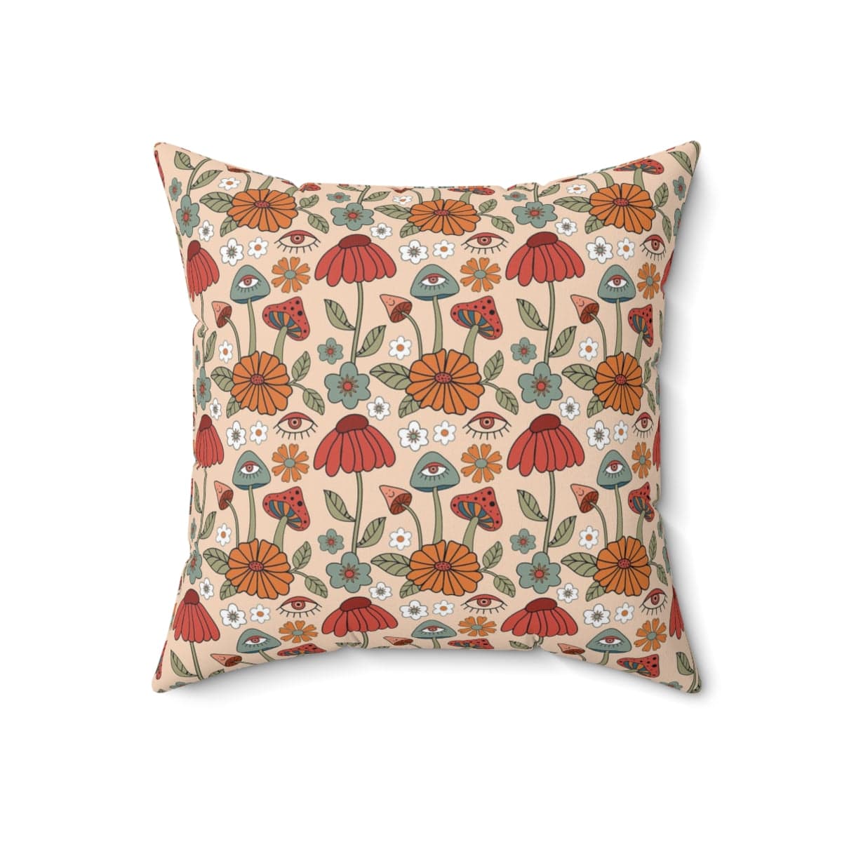 Kate McEnroe New York 70s Retro Hippie Mushroom Cottagecore PillowThrow Pillows31640731458400319678