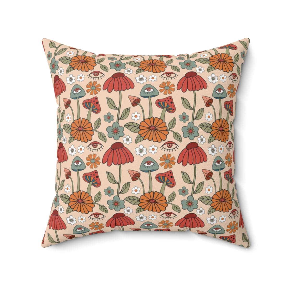 Kate McEnroe New York 70s Retro Hippie Mushroom Cottagecore PillowThrow Pillows32002488539510193939