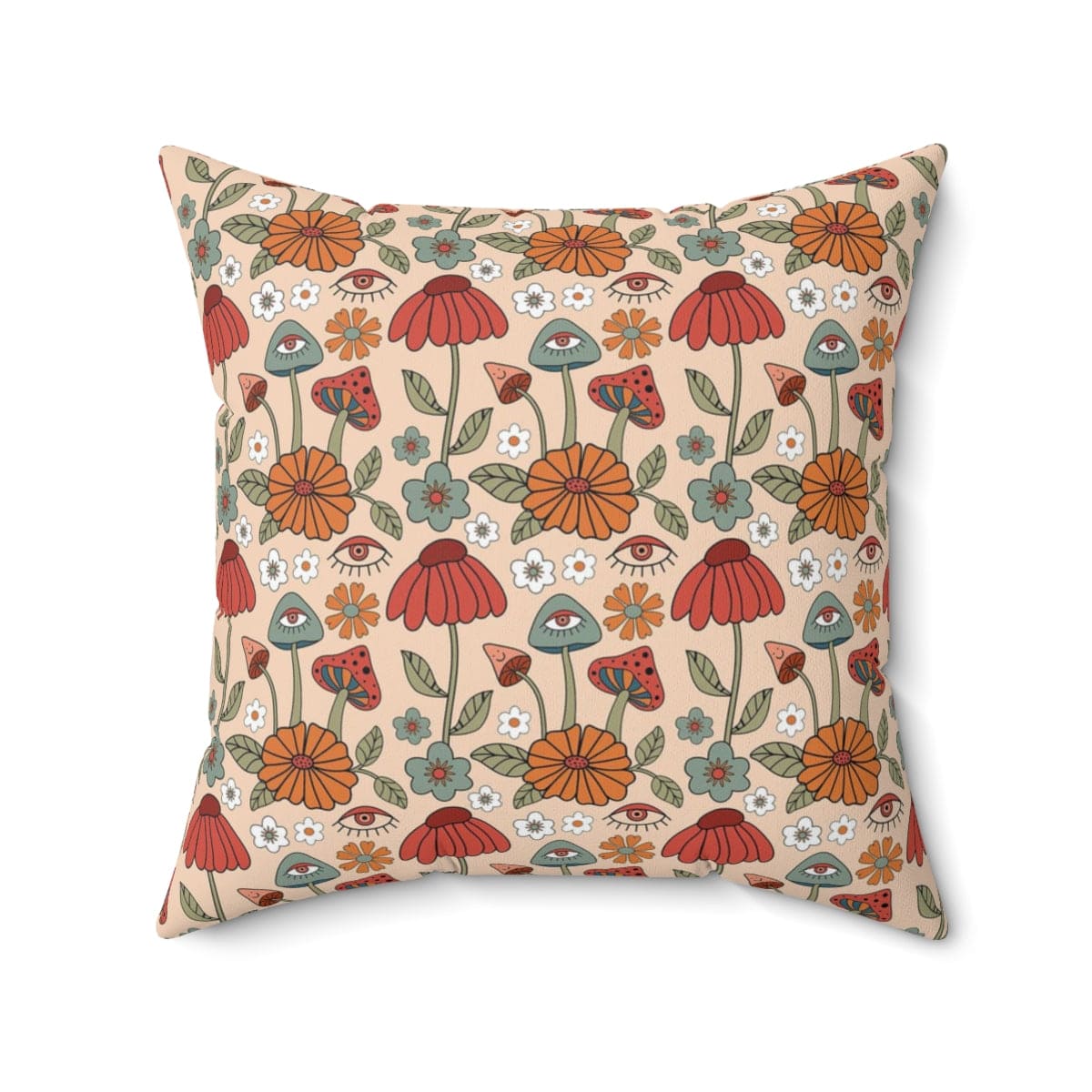 Kate McEnroe New York 70s Retro Hippie Mushroom Cottagecore PillowThrow Pillows32002488539510193939