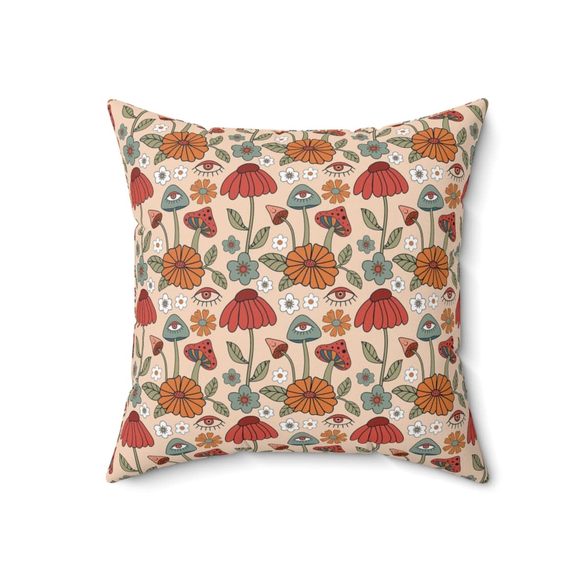 Kate McEnroe New York 70s Retro Hippie Mushroom Cottagecore PillowThrow Pillows32002488539510193939