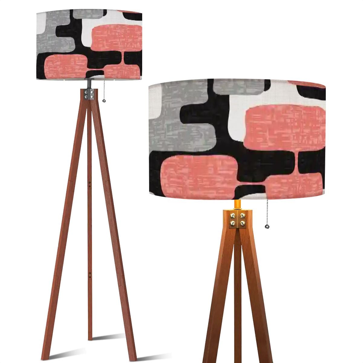 Kate McEnroe New York Abstract Geometric Coral Pink Retro Mid Century Modern Tripod Floor LampTripod Floor LampsuglwNhOk7e