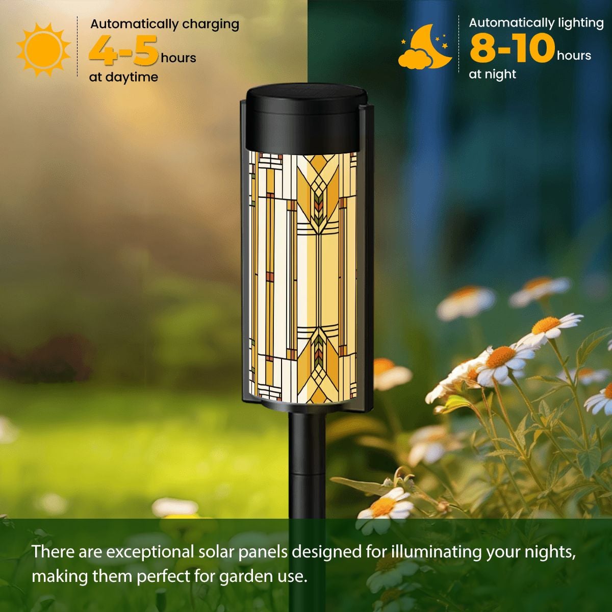 Kate McEnroe New York Art Deco Geometric Solar Garden Lights, Outdoor Path DecorGarden DecorYuXXHTSucI