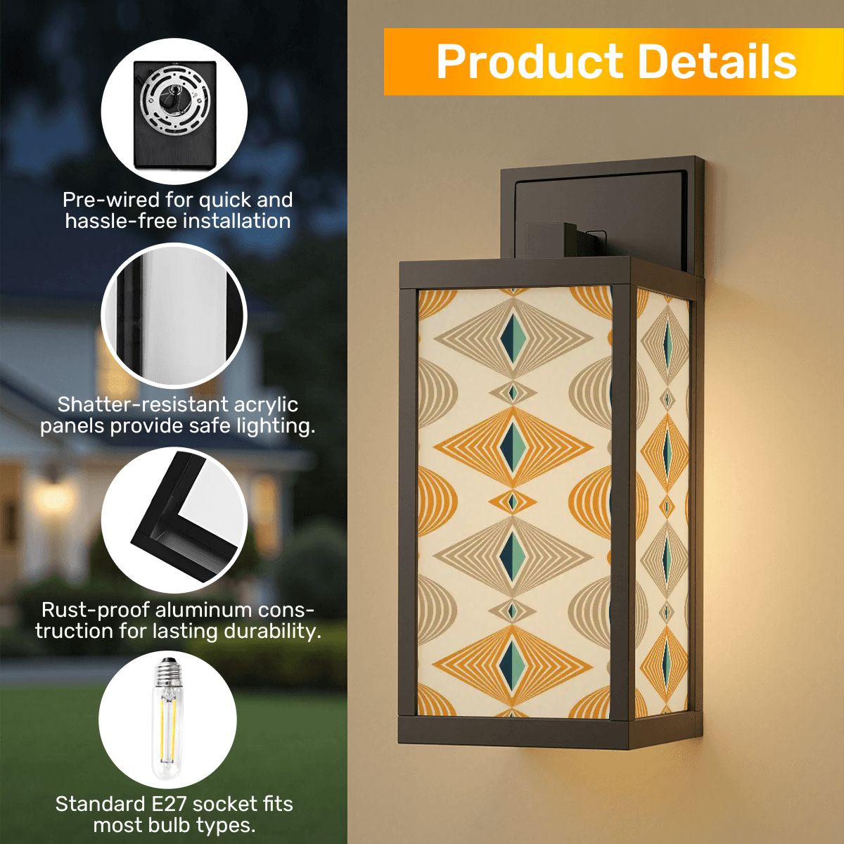 Kate McEnroe New York Art Deco Wall Sconce, Mid Century Modern Outdoor Indoor Porch LightOutdoor Wall LightsXEYmdmGQEm