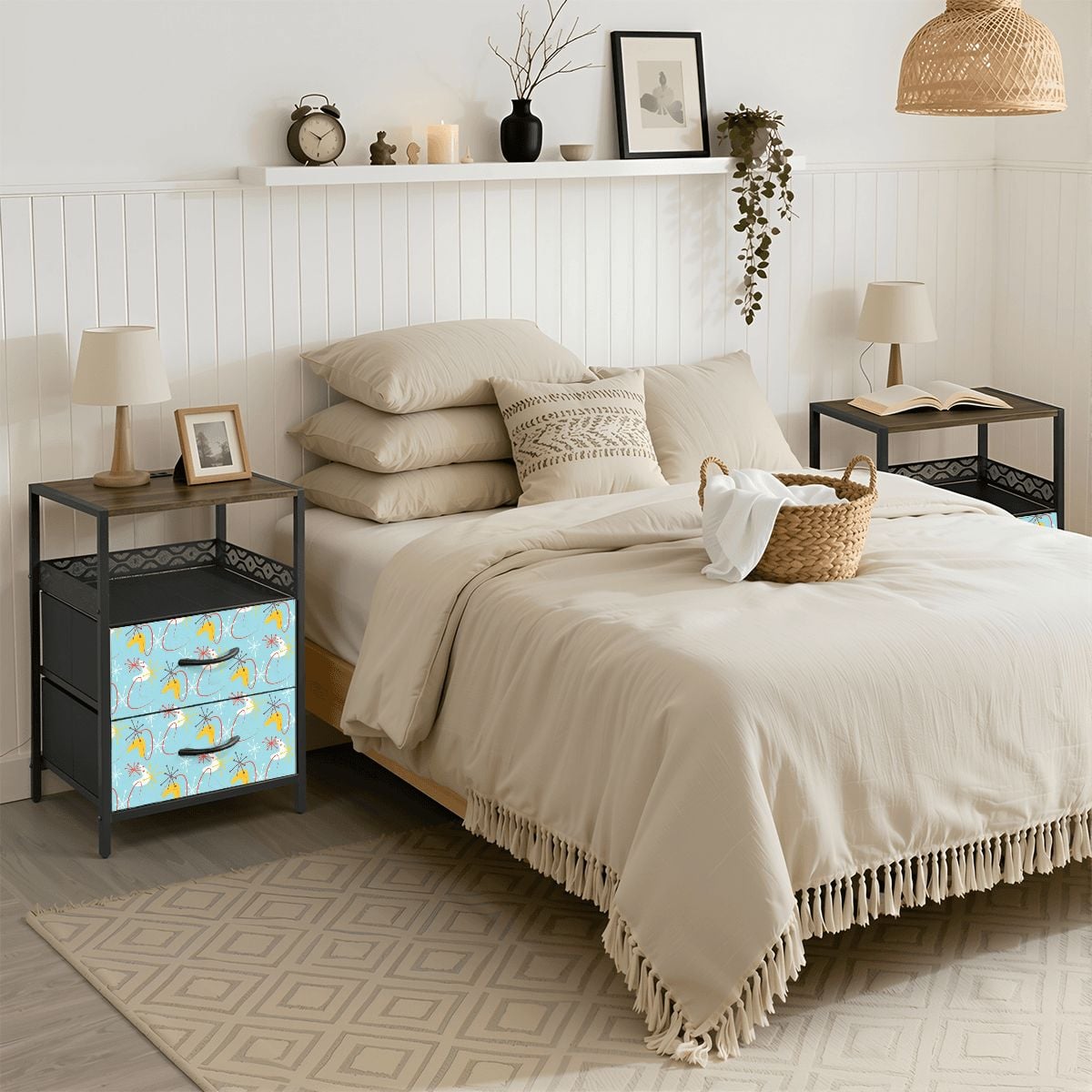 Kate McEnroe New York Atomic 50s Boomerang Starburst Mid Century Modern 2 Drawer Nightstand Charging StationNightStandsORXs01rdjj