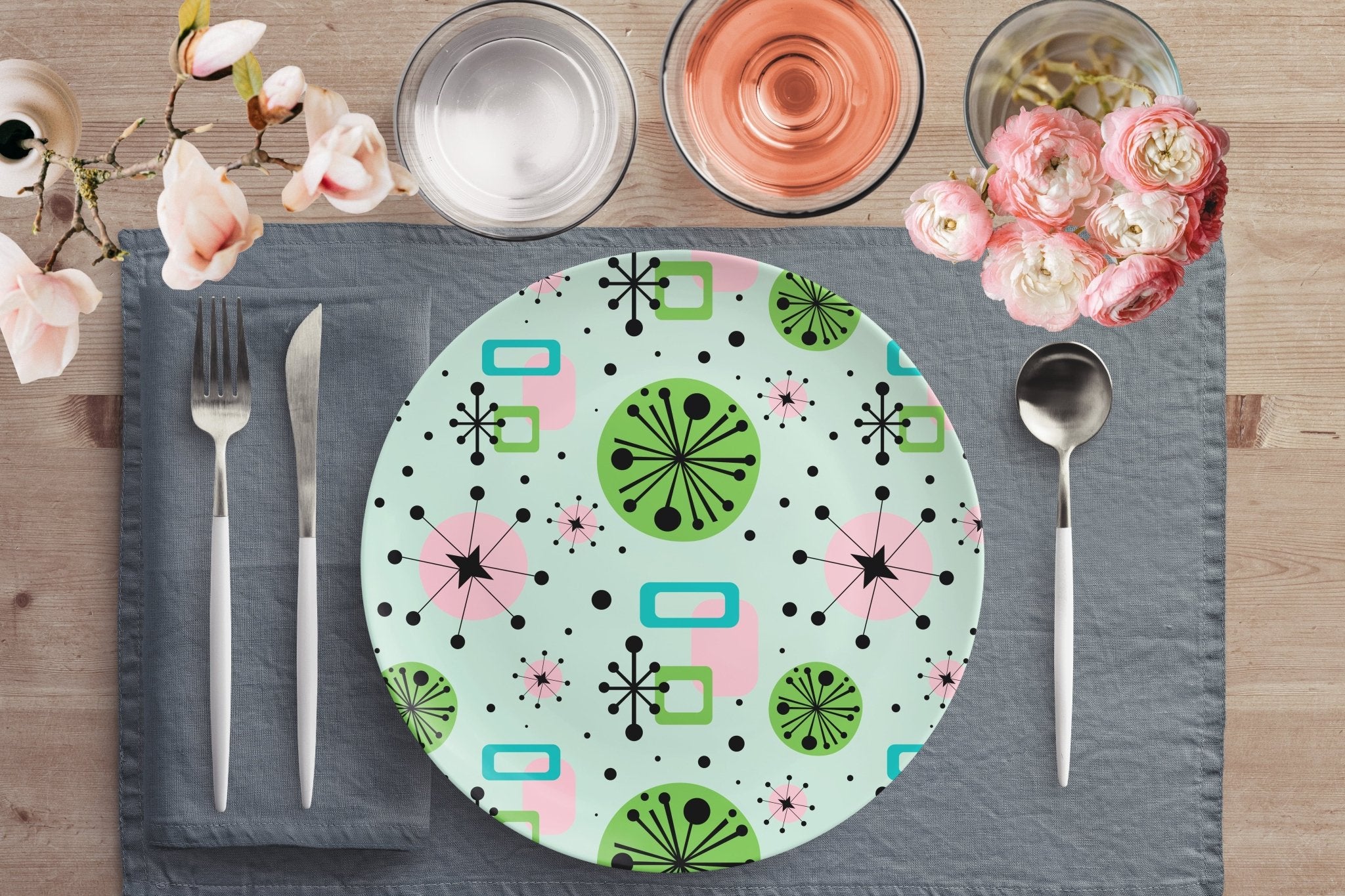 Kate McEnroe New York Atomic Age Mid Century Modern Retro Dinner PlatesPlatesP22 - ATM - SPT - 62S