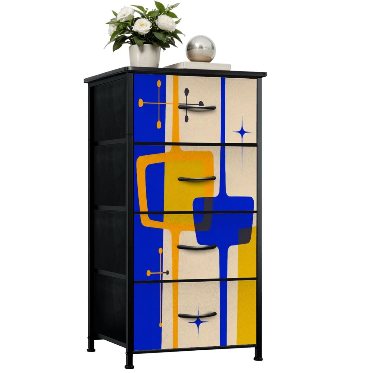 Kate McEnroe New York Atomic Age Retro Abstract Starburst Mid Century Modern 4 Drawer DresserDressersrch7Zpfmuh