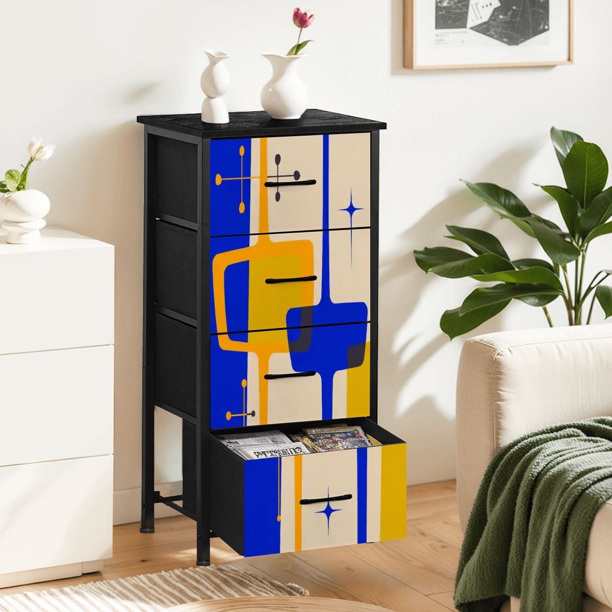 Kate McEnroe New York Atomic Age Retro Abstract Starburst Mid Century Modern 4 Drawer DresserDressersrch7Zpfmuh