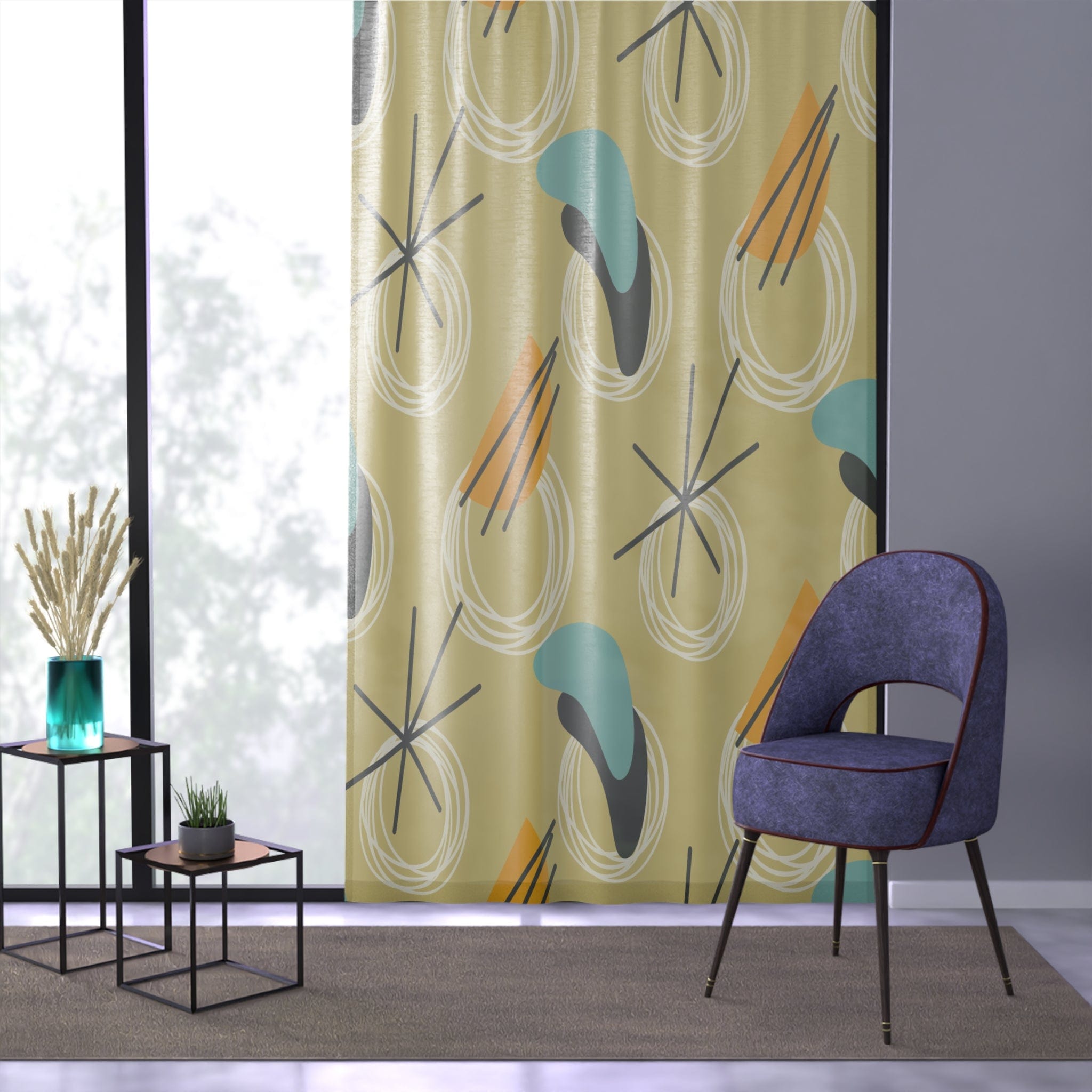 Kate McEnroe New York Atomic Boomerang Mid Century 1950s Retro Window CurtainsWindow CurtainsCurtainBlackout - 50x84 - SinglePanel - 20221203150540953