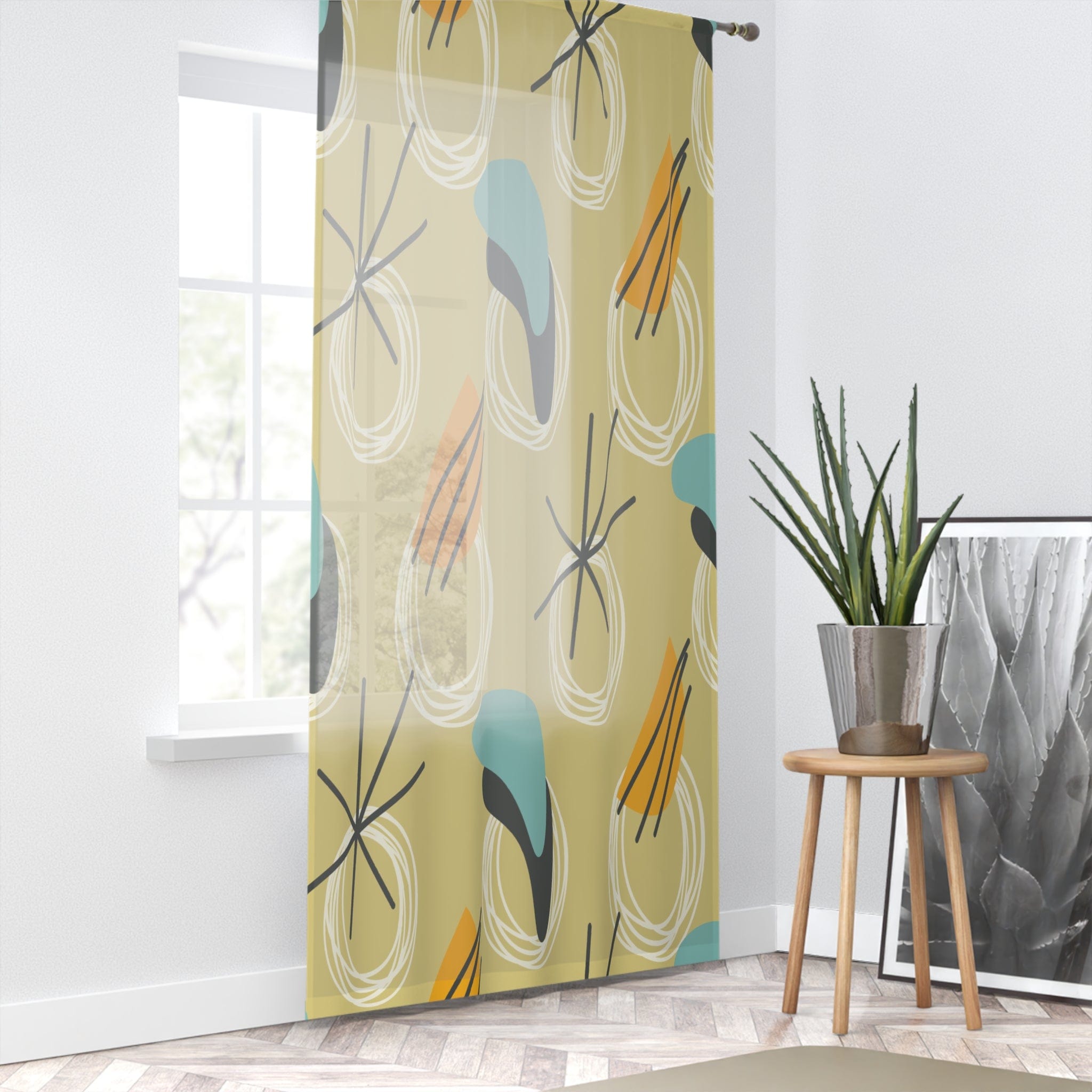 Kate McEnroe New York Atomic Boomerang Mid Century 1950s Retro Window CurtainsWindow CurtainsCurtainSheer - 50x84 - SinglePanel - 20221203150540953