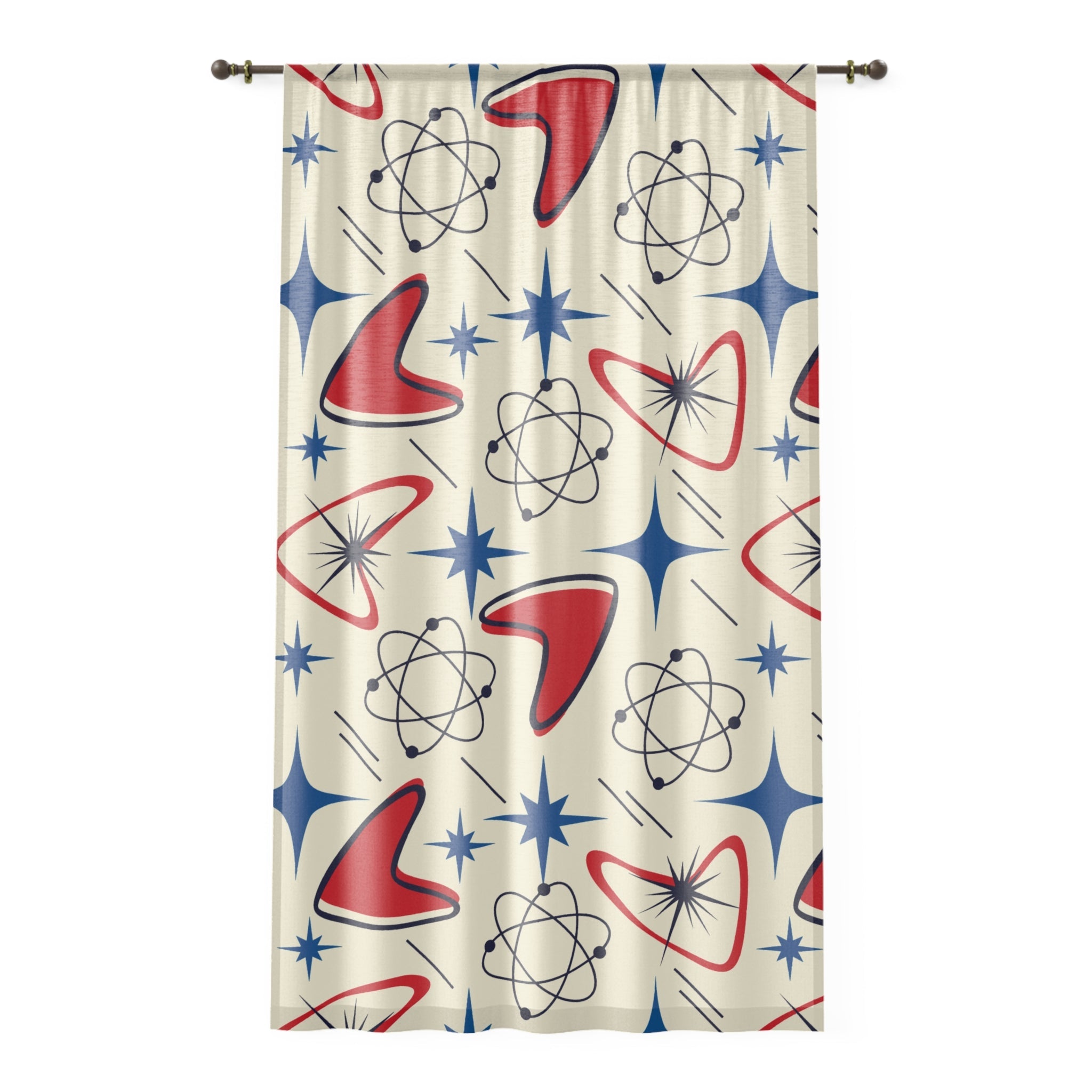 Kate McEnroe New York Atomic Boomerang Mid Century Modern Window CurtainsWindow CurtainsW3D-ATO-RED-BO1