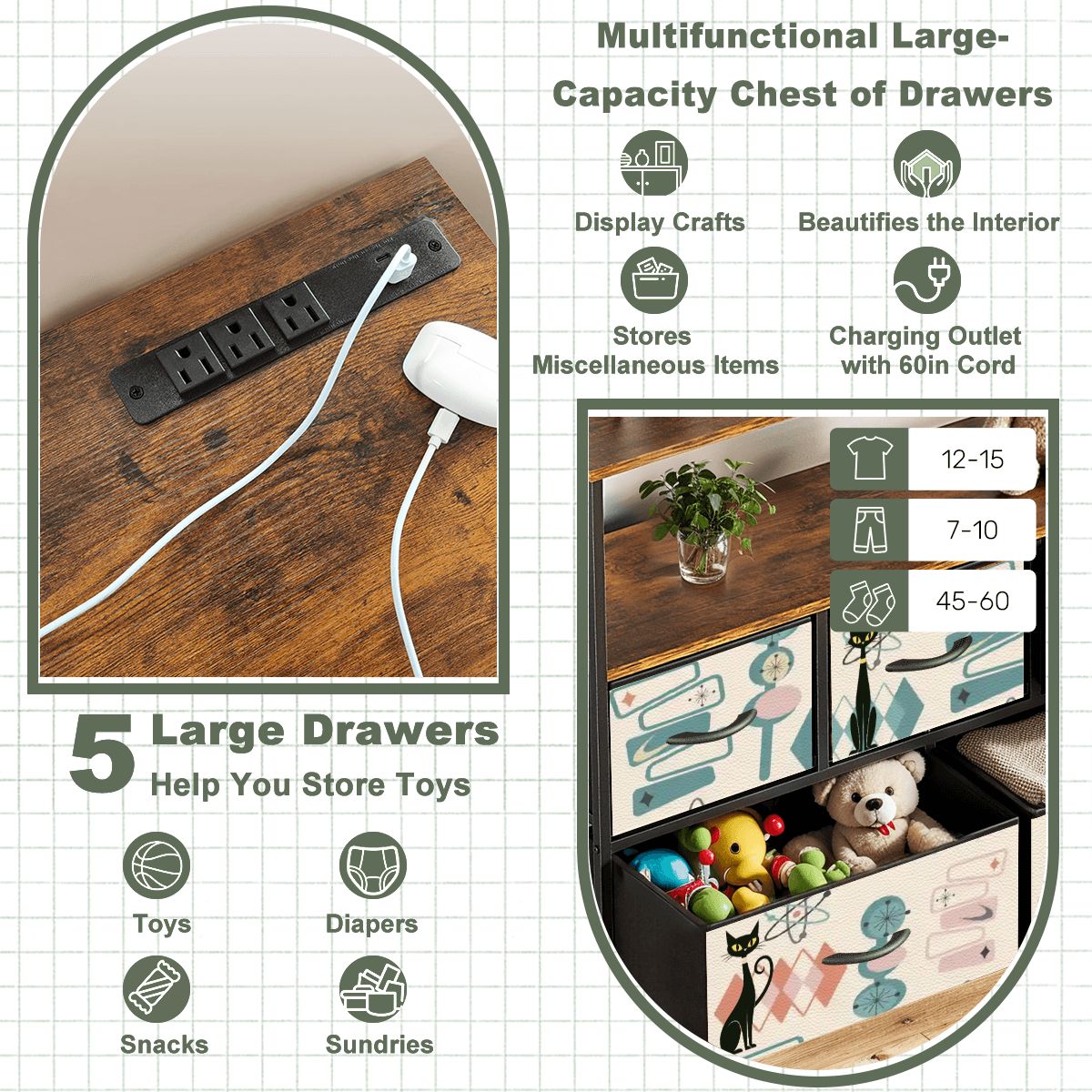 Kate McEnroe New York Atomic Cat 5 - Drawer TV Stand, Mid Century Modern Retro StorageTV Stands79SewOqmz3