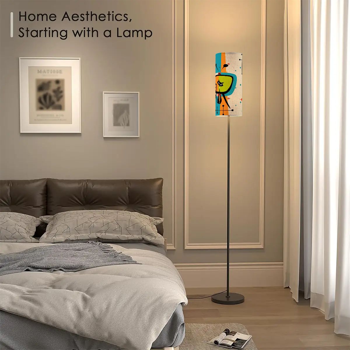 Kate McEnroe New York Atomic Cat 50s Mid Century Modern Floor Lamp, Retro Space Age Kitsch TV Art LightFloor Lamps86qtQ5ceVy