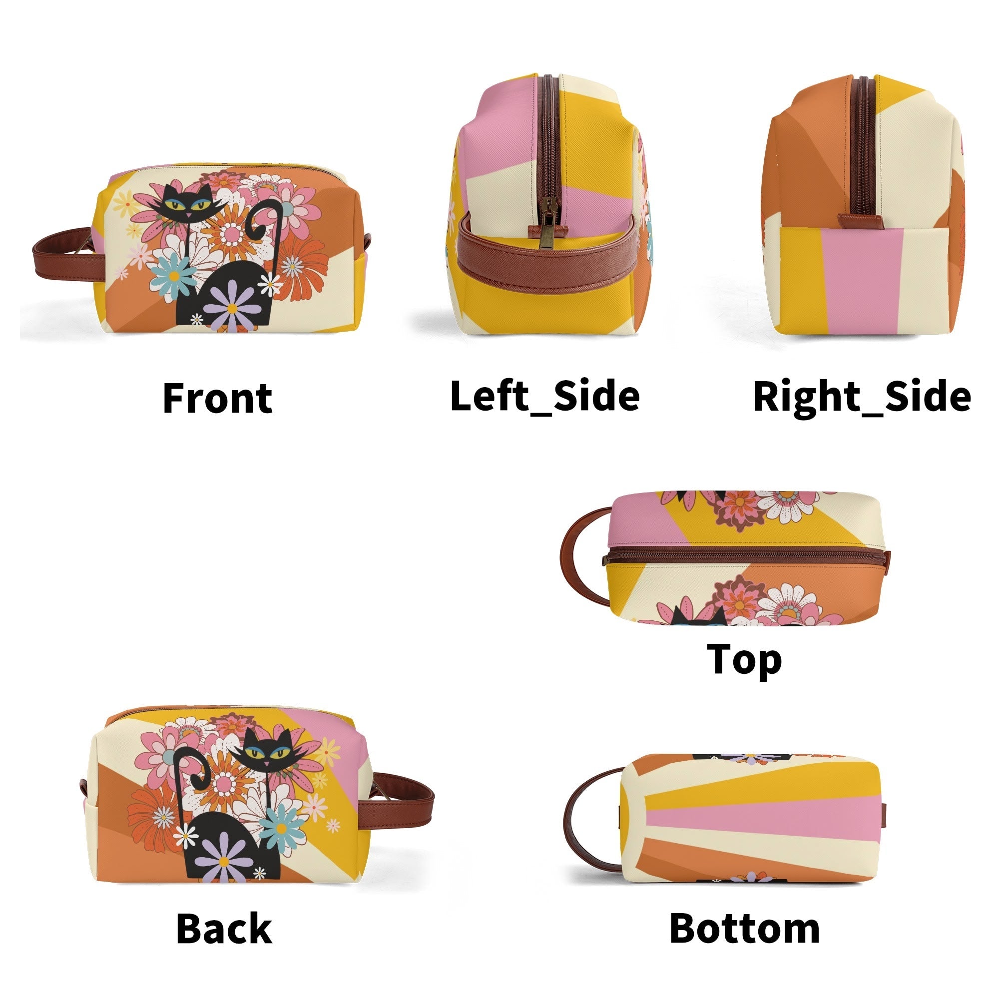 Kate McEnroe New York Atomic Cat 70s Flower Power Toiletry Bag, Retro Groovy Dopp Kit, Mid Century Modern Travel OrganizerCosmetic & Toiletry BagsWLXV55XW - 1