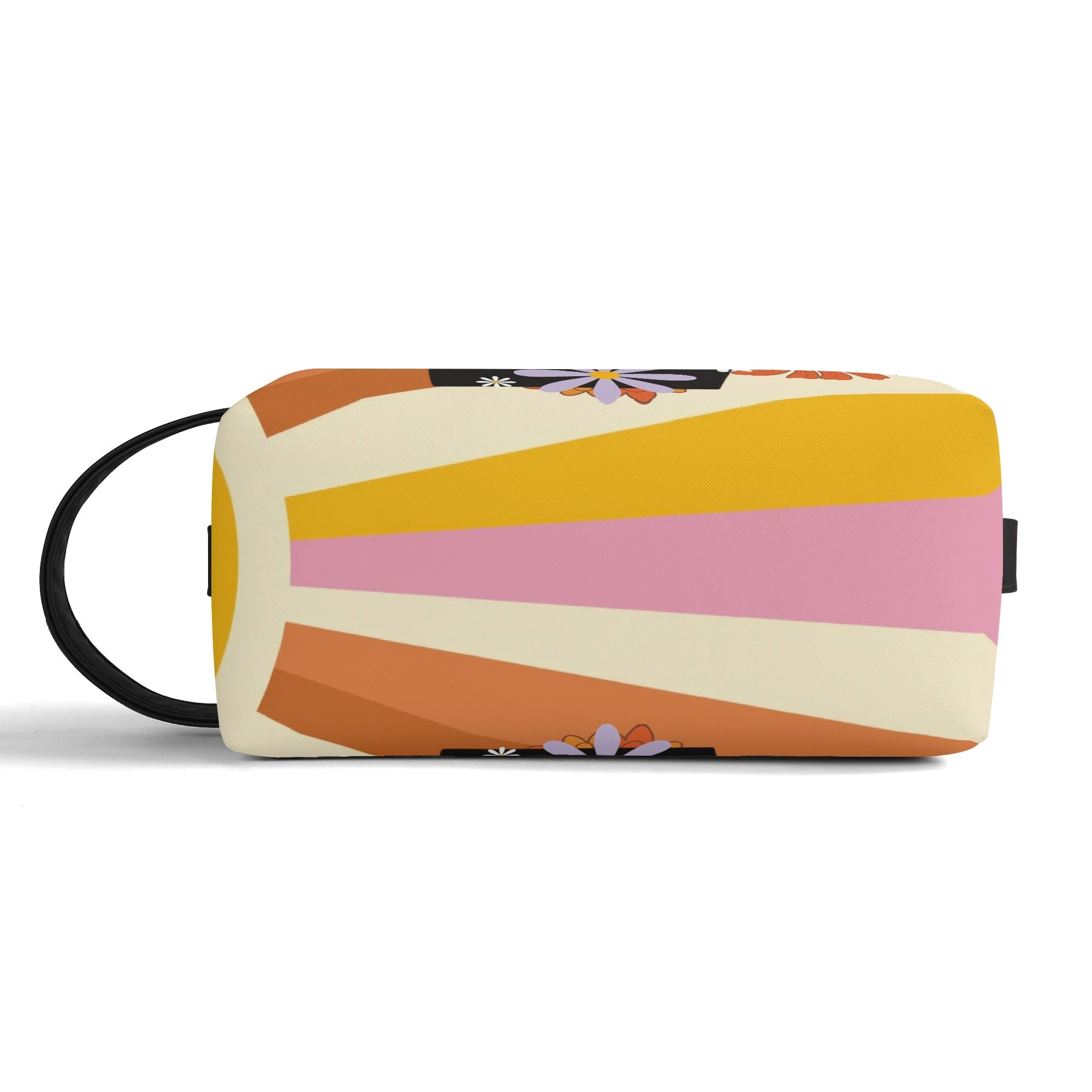 Kate McEnroe New York Atomic Cat 70s Flower Power Toiletry Bag, Retro Groovy Dopp Kit, Mid Century Modern Travel OrganizerCosmetic & Toiletry BagsWLXV55XW - 2