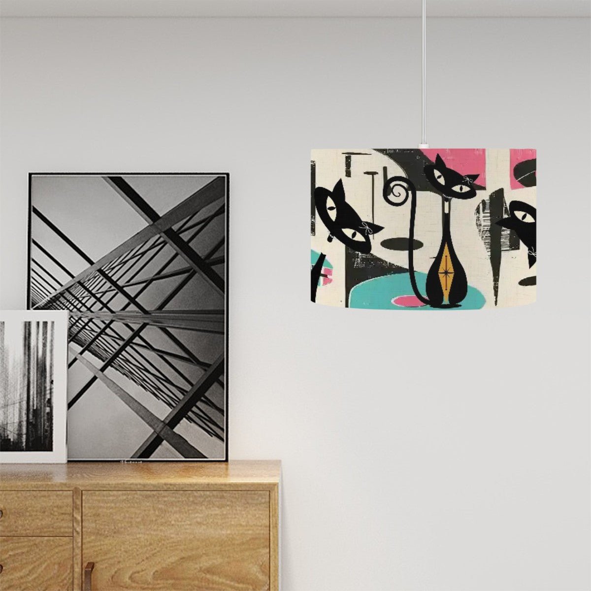 Kate McEnroe New York Atomic Cat Abstract Art Hanging Pendant Light, Retro Mid Mod Ceiling Lamp, MCM Vintage Accent Ceiling FixtureCeiling LightingpPUhDEgnzB