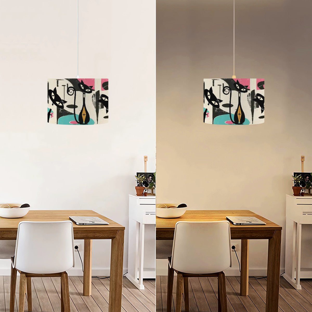 Kate McEnroe New York Atomic Cat Abstract Art Hanging Pendant Light, Retro Mid Mod Ceiling Lamp, MCM Vintage Accent Ceiling FixtureCeiling LightingpPUhDEgnzB