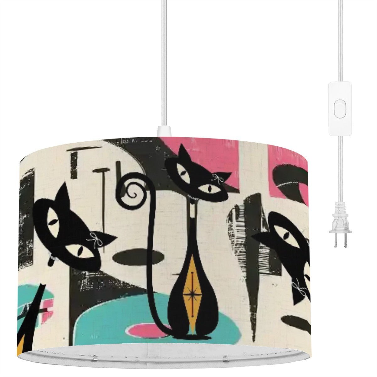 Kate McEnroe New York Atomic Cat Abstract Art Hanging Pendant Light, Retro Mid Mod Ceiling Lamp, MCM Vintage Accent Ceiling FixtureCeiling LightingpPUhDEgnzB