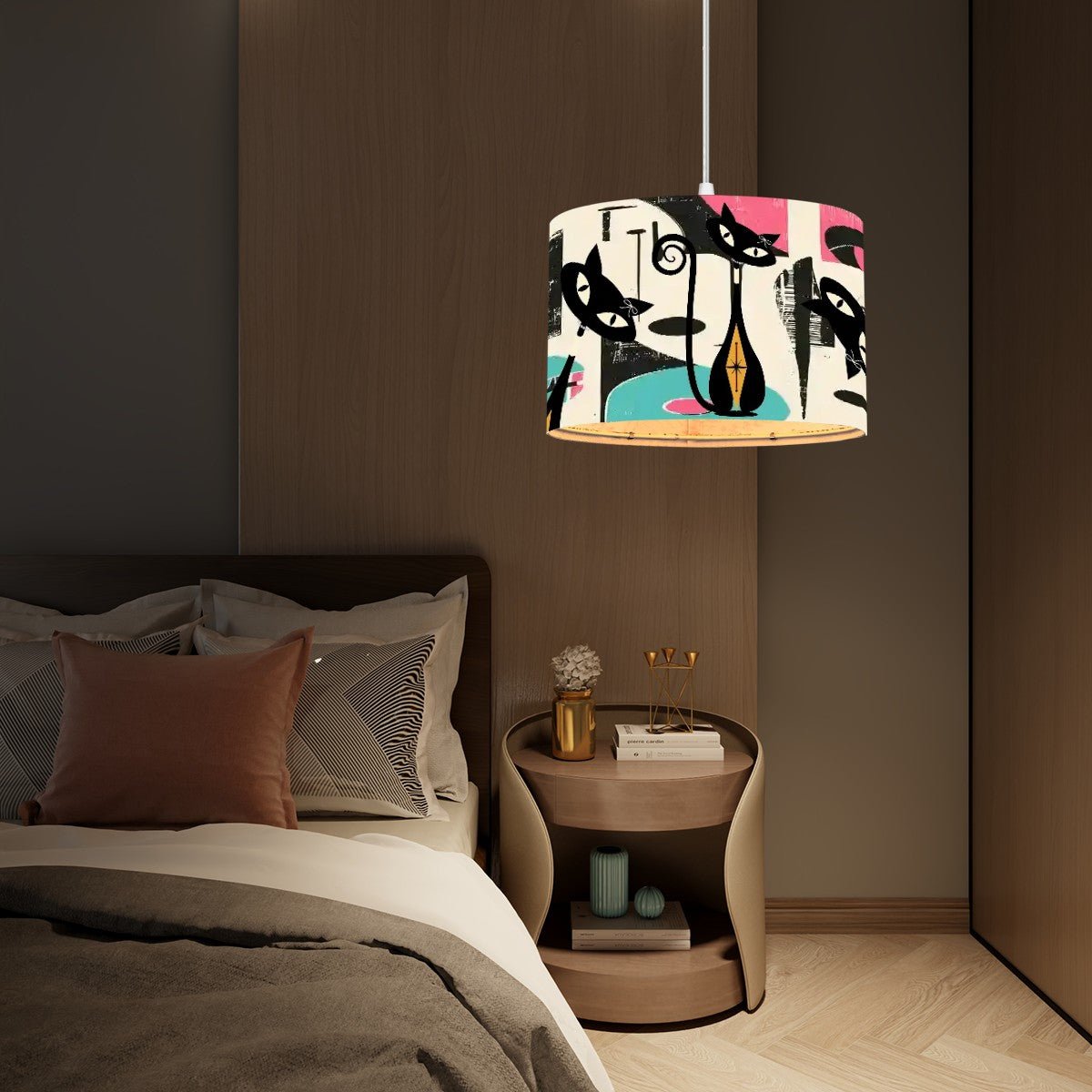 Kate McEnroe New York Atomic Cat Abstract Art Hanging Pendant Light, Retro Mid Mod Ceiling Lamp, MCM Vintage Accent Ceiling FixtureCeiling LightingpPUhDEgnzB