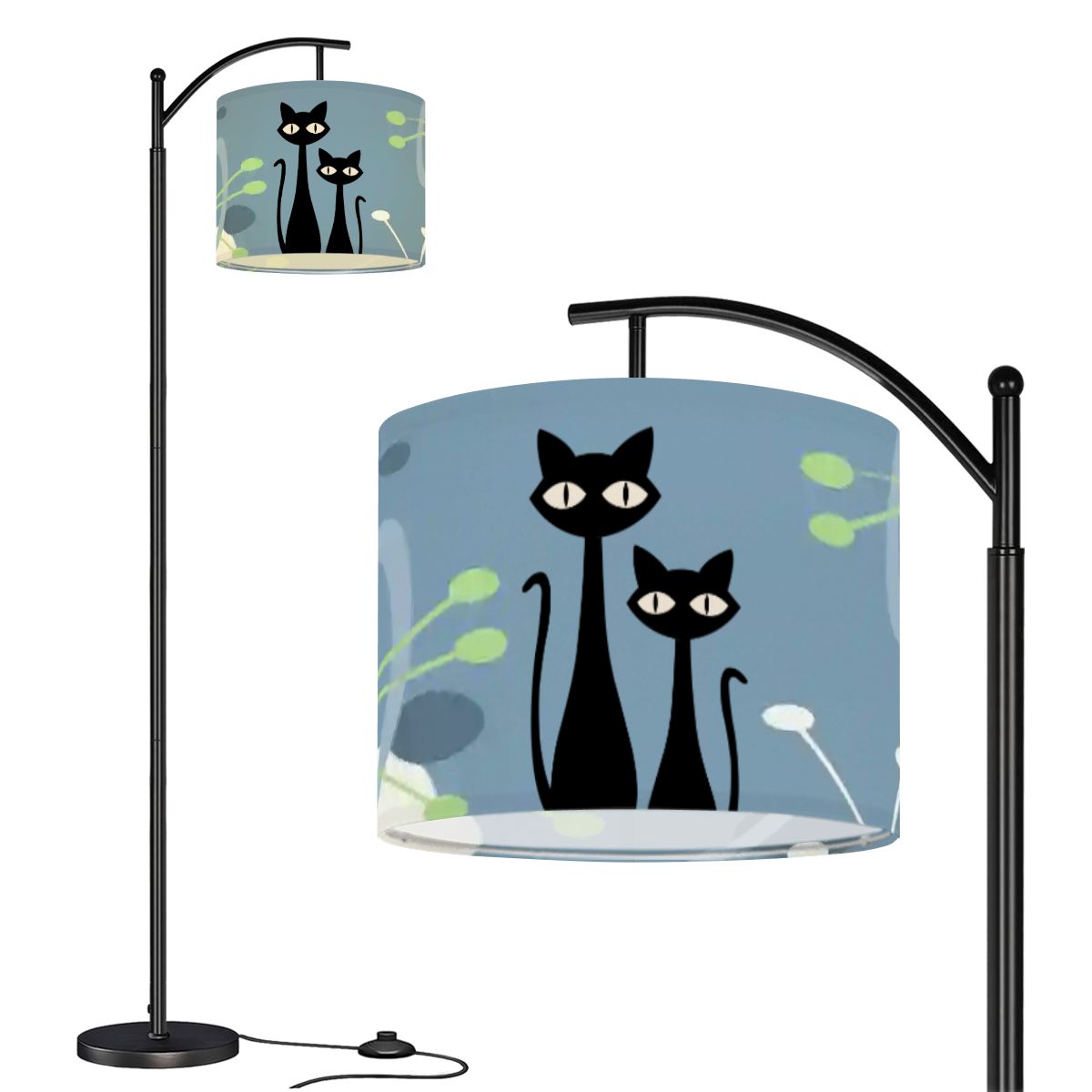 Kate McEnroe New York Atomic Cat Arc Floor Lamp, Mid Century Modern Retro LightingArc Floor LampsRayMMkkHEA