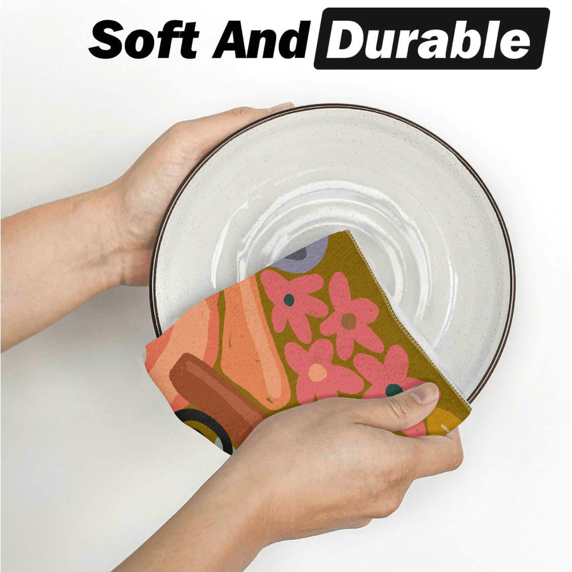 Kate McEnroe New York Atomic Cat Autumn Dish Towel Set, Mid Century Modern Retro Kitchen LinensDish TowelsNVO8R64Y - 1