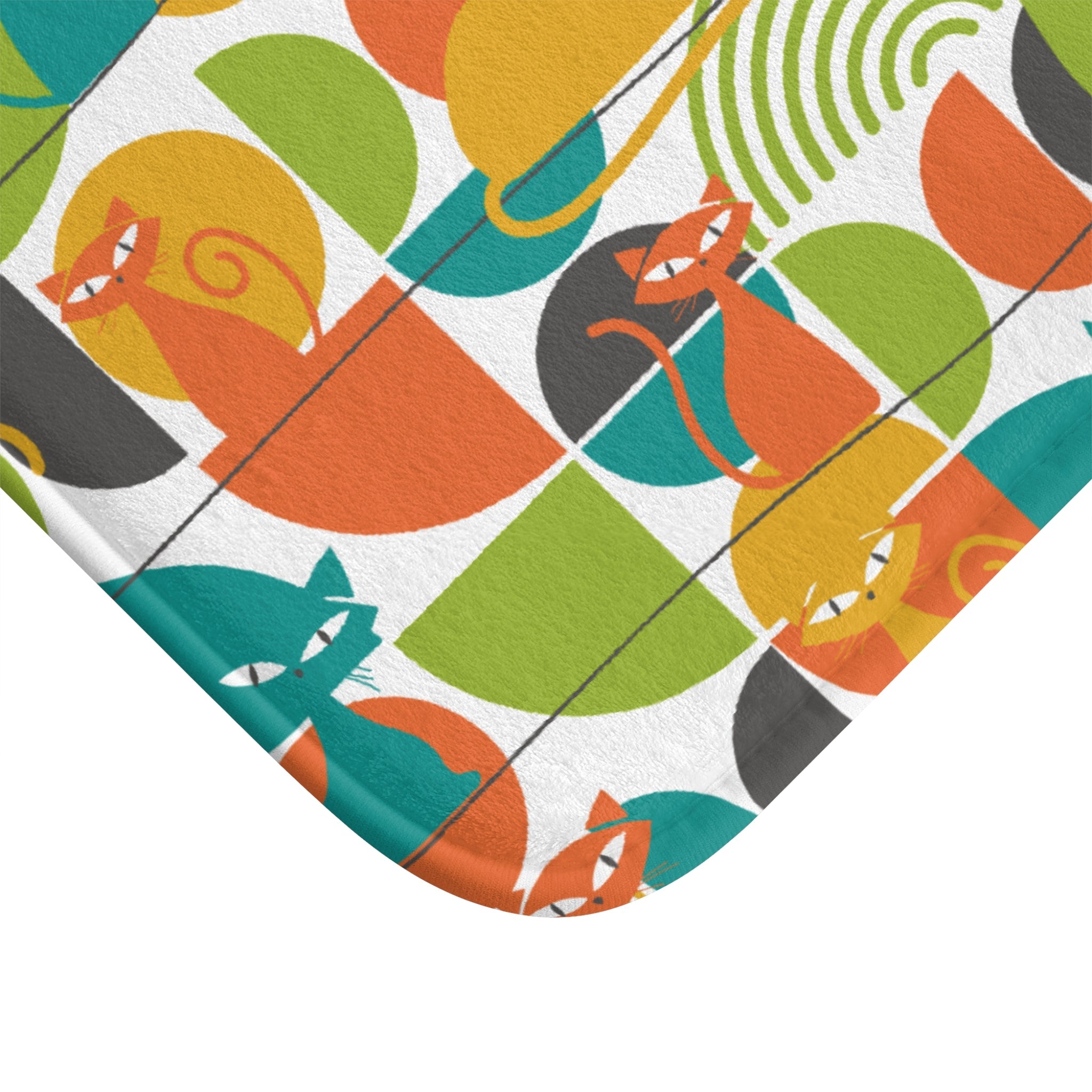 Kate McEnroe New York Atomic Cat Bath Mat, Mid Century Modern Retro Geometric Bathroom RugBath Mats27237991752670463883