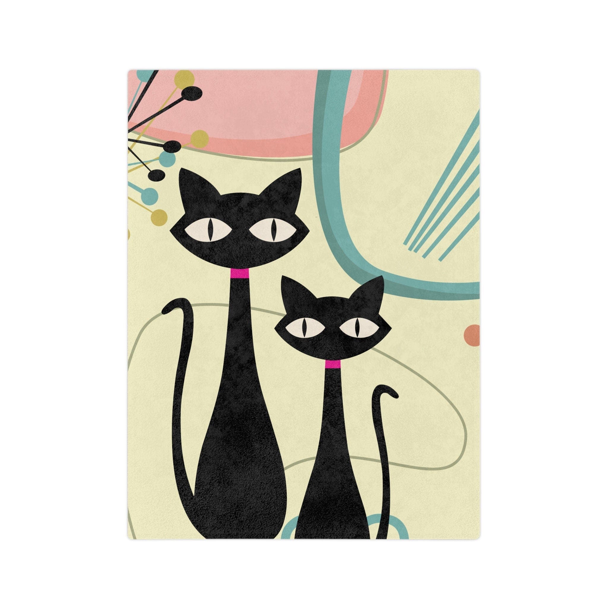 Kate McEnroe New York Atomic Cat Boomerang Starburst Minky Blanket, 1950s Retro Mod Teal, Pink, Cream Yellow Geometric Blanket, MCM Soft Plush Throw - 13429123Blankets18080693101626038050