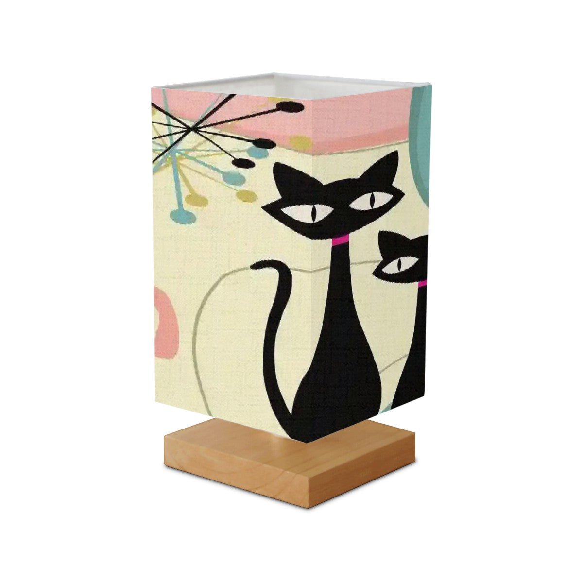 Kate McEnroe New York Atomic Cat Boomerang Table Lamp, Mid Century Modern Starburst Kitsch Wood Base LightTable LampsCpXMoV7YT5