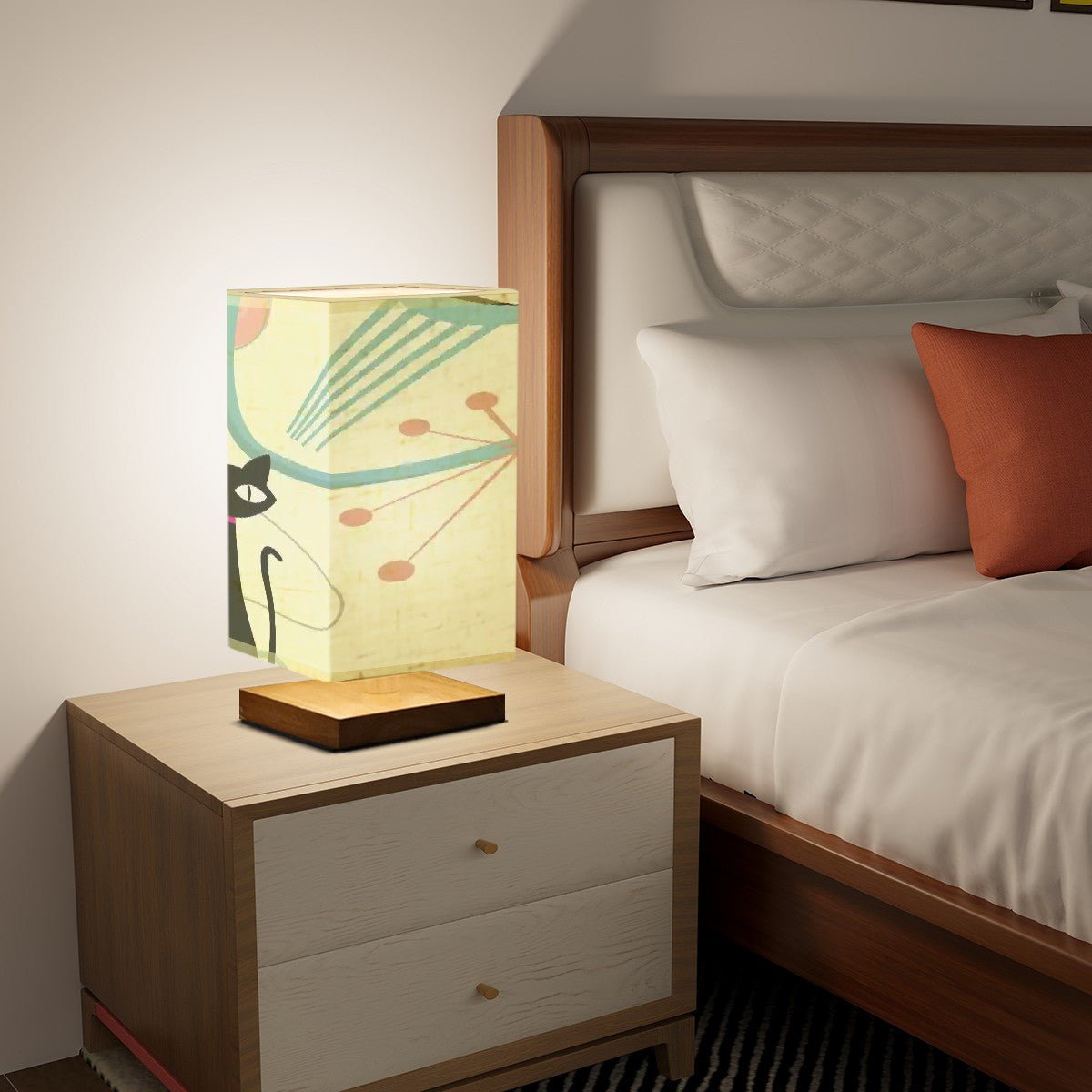 Kate McEnroe New York Atomic Cat Boomerang Table Lamp, Mid Century Modern Starburst Kitsch Wood Base LightTable LampsCpXMoV7YT5