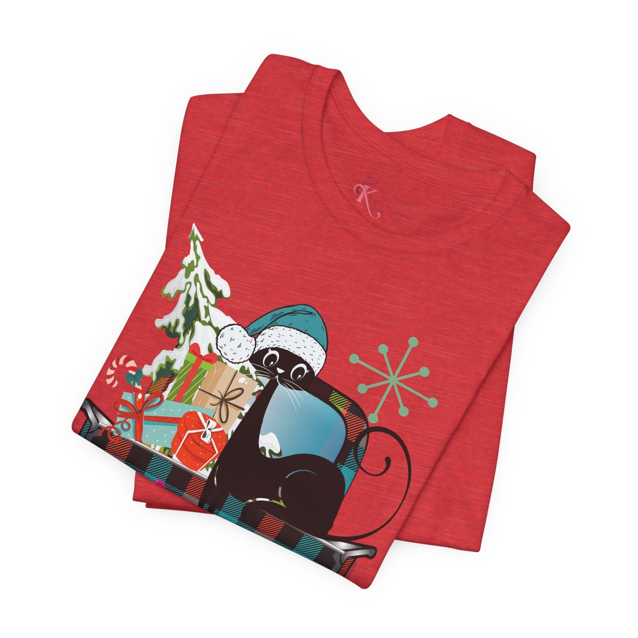 Kate McEnroe New York Atomic Cat Christmas Truck Retro Holiday T-ShirtT-Shirts27620938073996930934